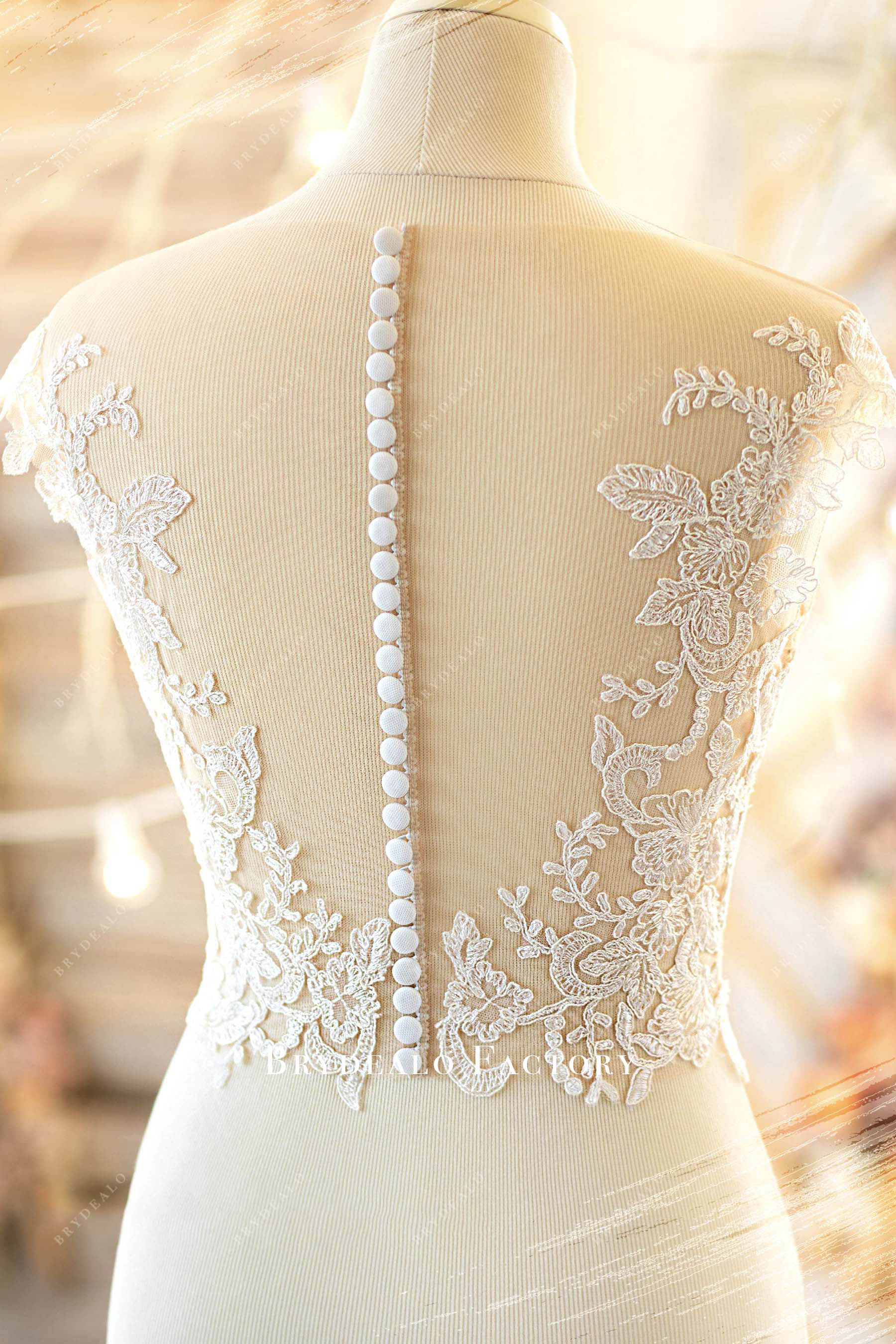 sheer buttoned back bridal top