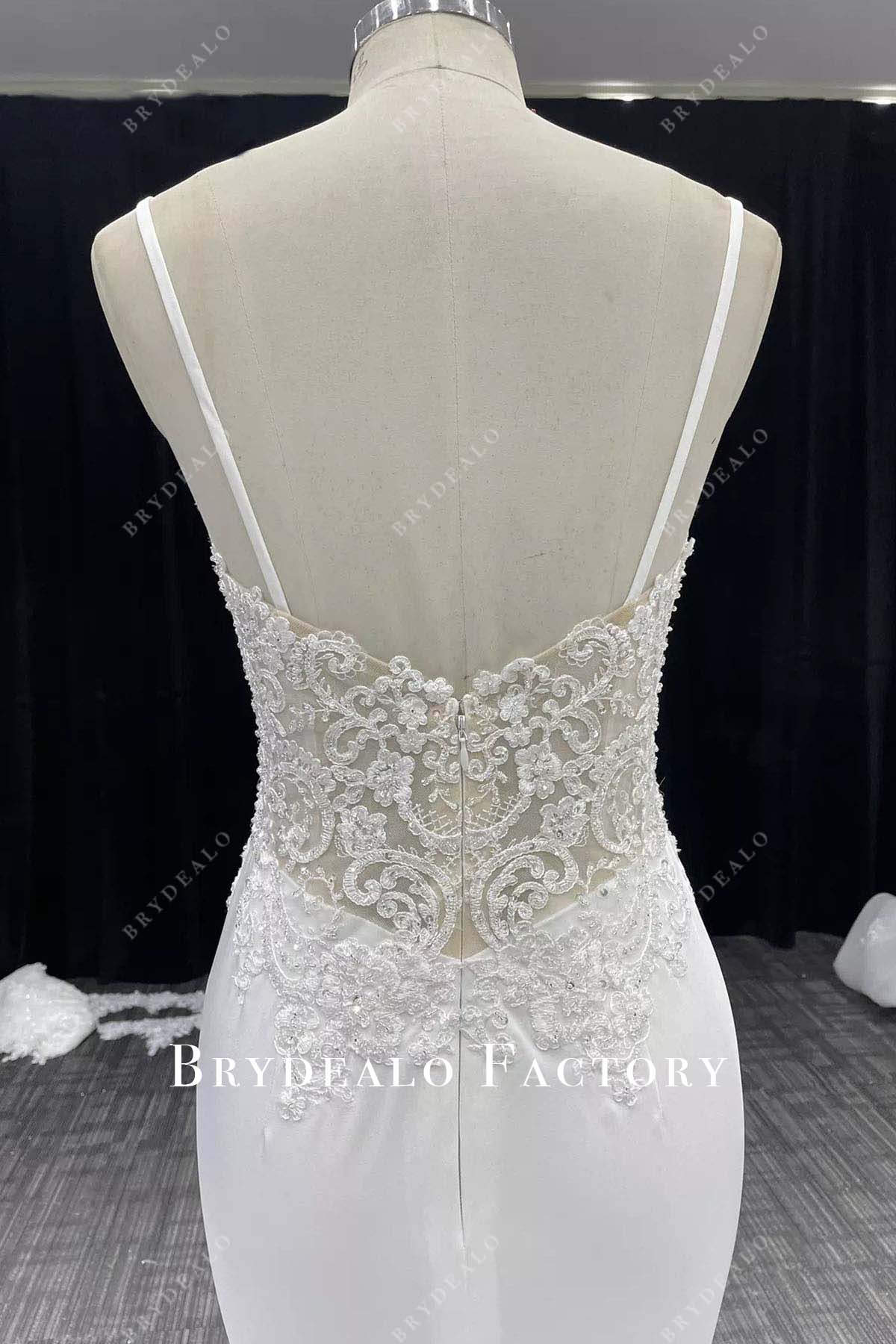 sheer lace back mermaid wedding dress