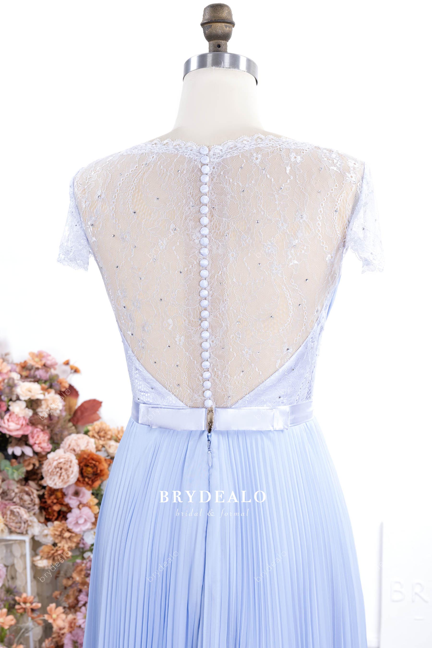 sheer lace rhinestone back formal dress