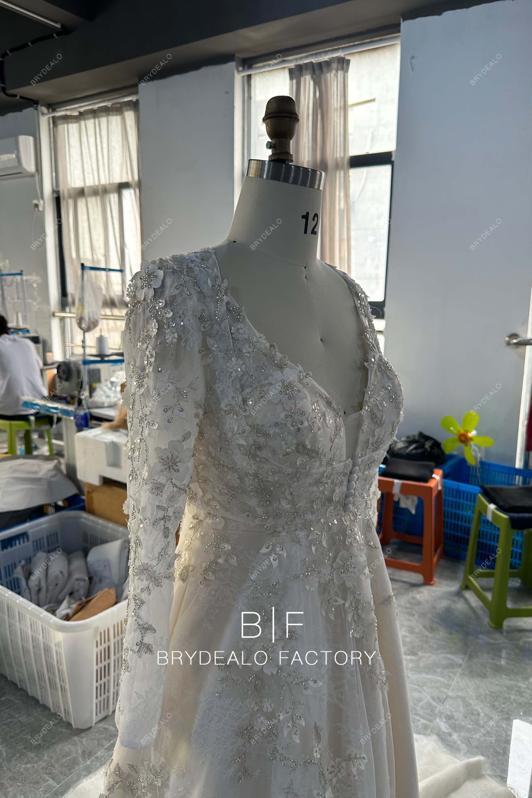 sheer long sleeves bridal gown