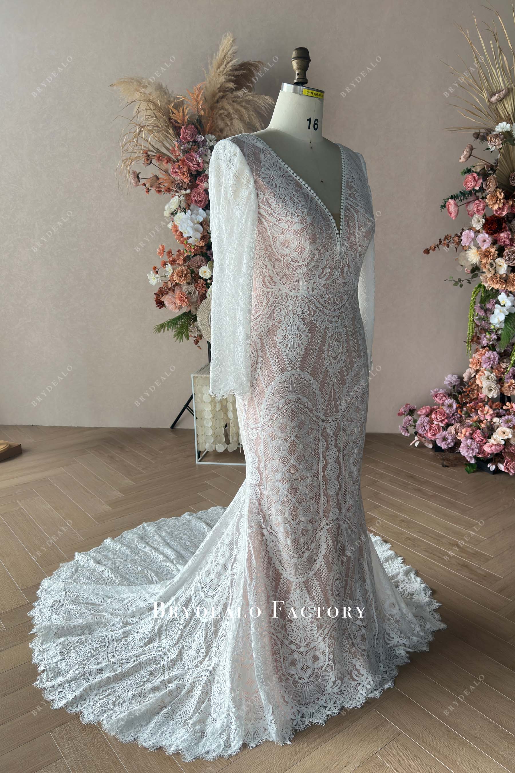 sheer sleeve wedding dress