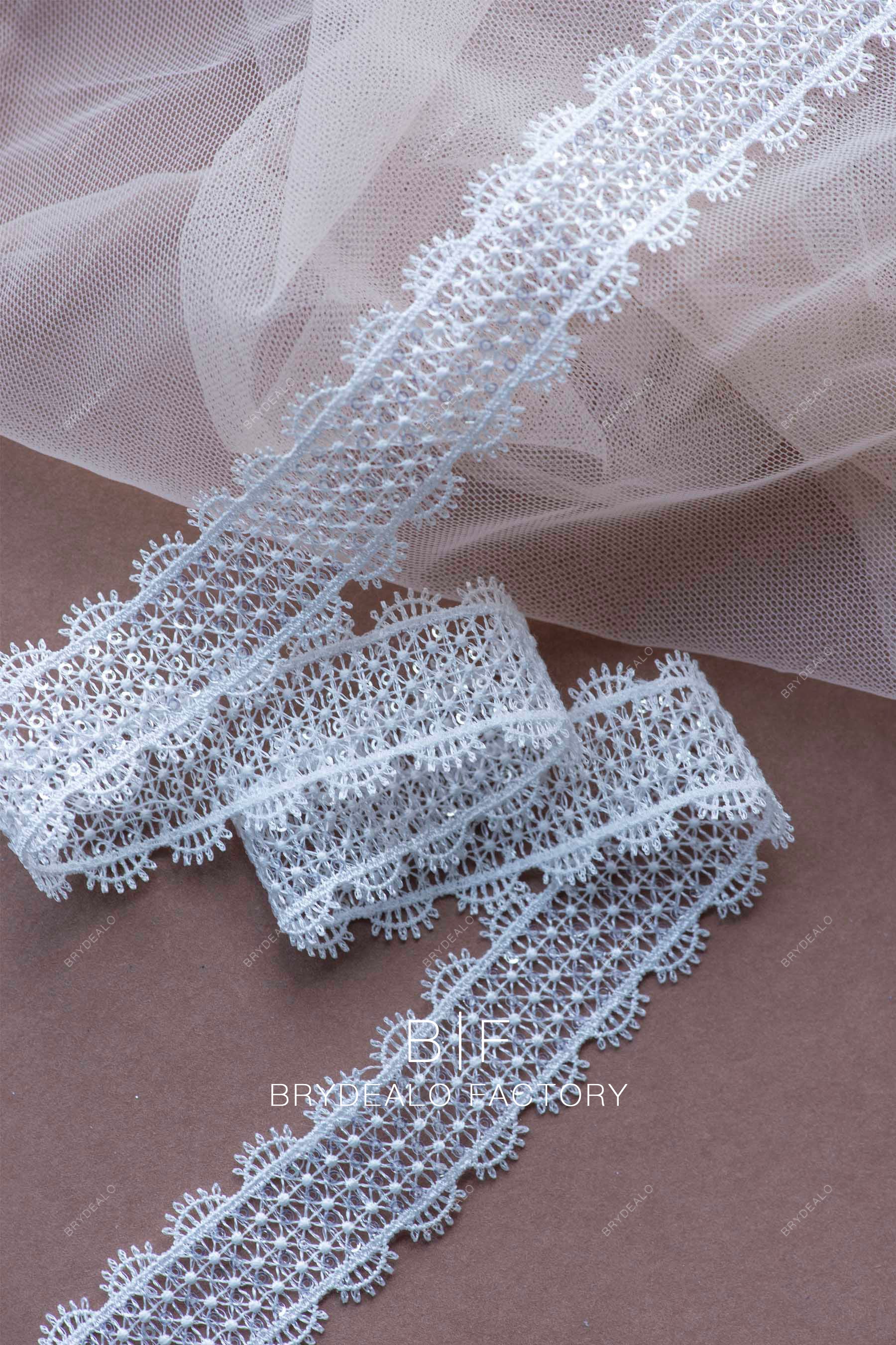 shimmery eyelash double border lace trim