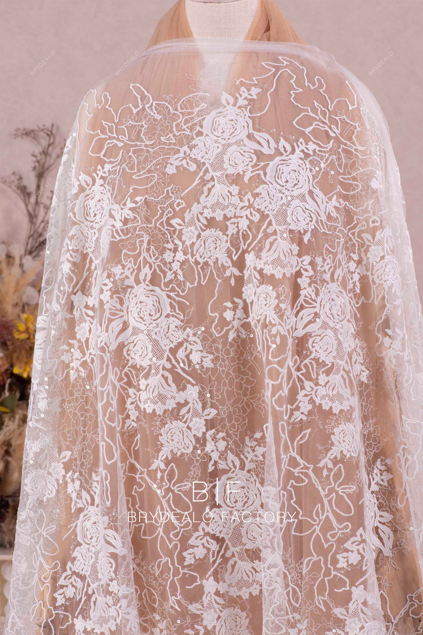 shimmery flower lace fabric