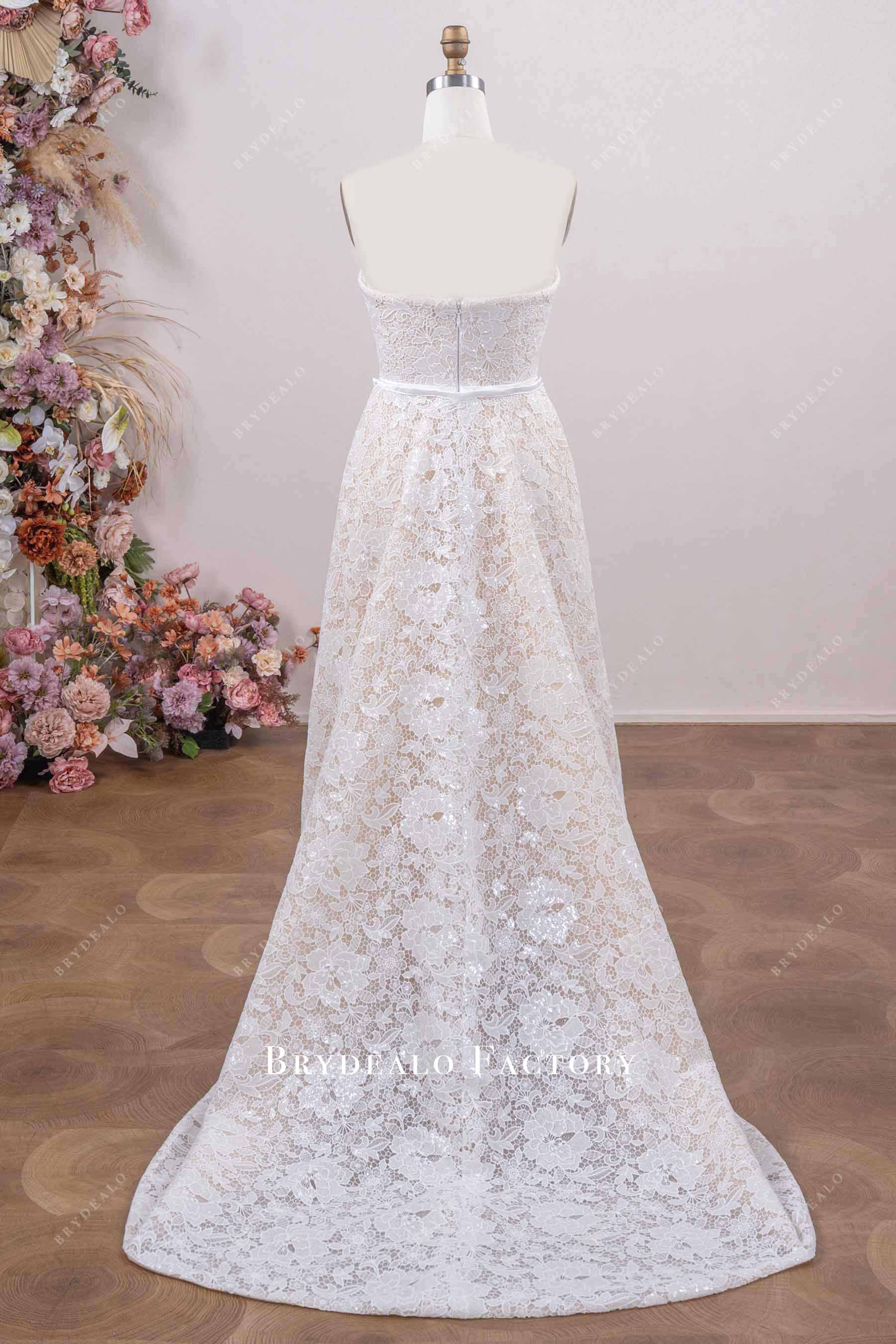 shimmery lace overskirt wedding dress