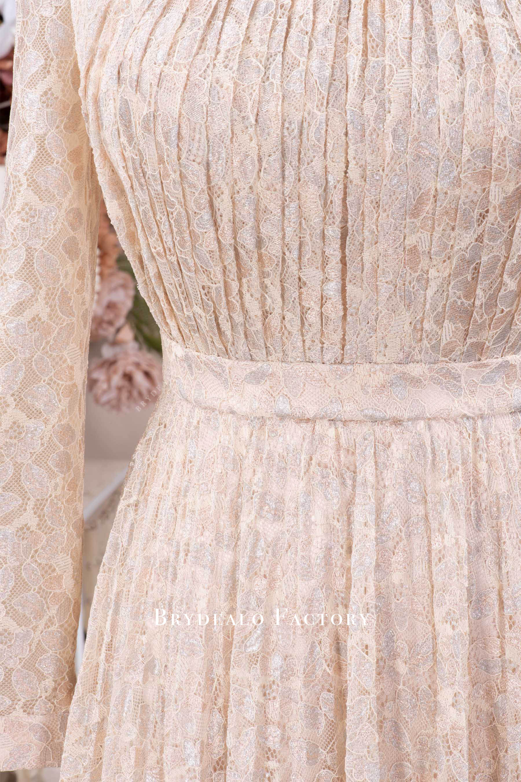 Modest Long Sleeve Lace Allover Mother of Bride Dress