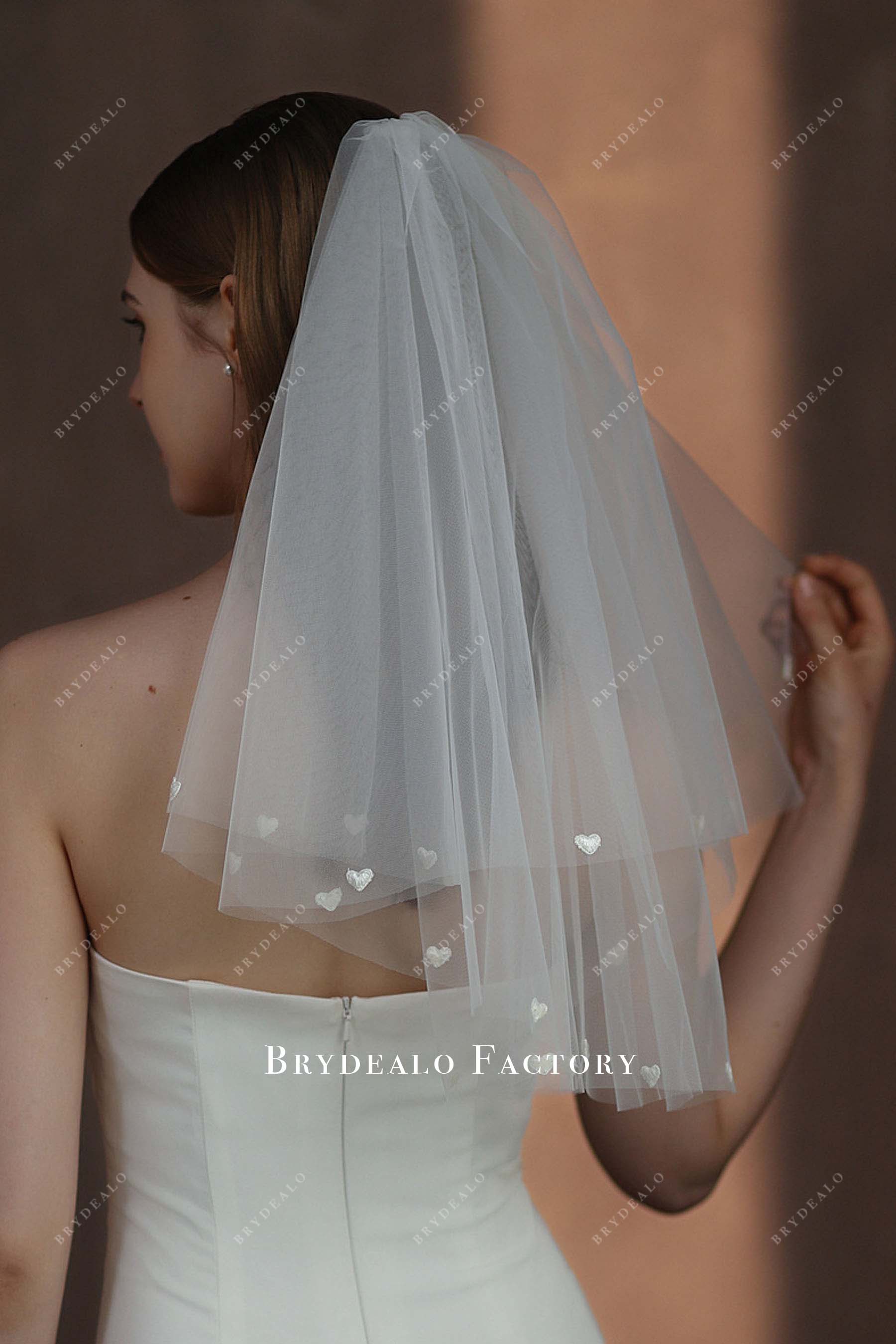 Two Tier Raw Cut Short Wedding Veil