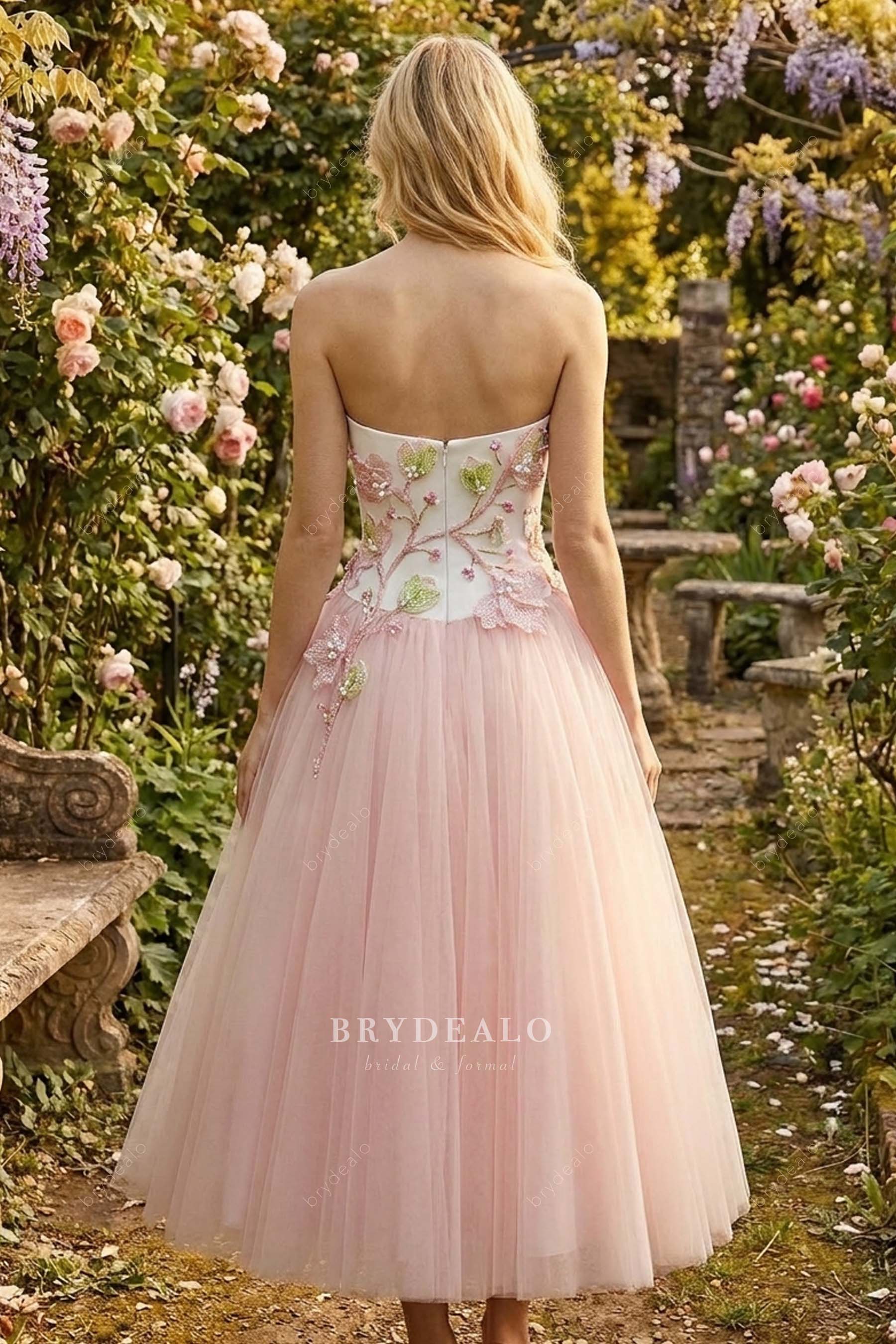 short two-tone pink wedding dress