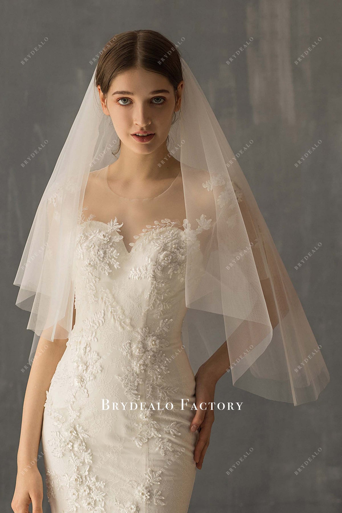 Two Tier Short Plain Wedding Veil Two Tier Plain Tulle Plain Bridal Veil Long Plain Veil  main image 3