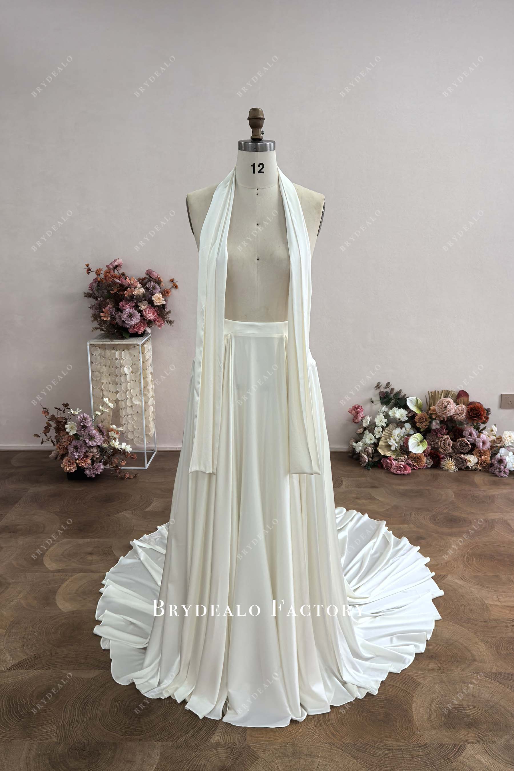 Custom Silk Satin A-line Bridal Skirt & Neck Scarf