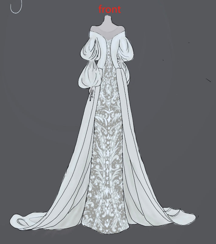 Silk Satin Custom Embroidery 2-in-1 Wedding Dress