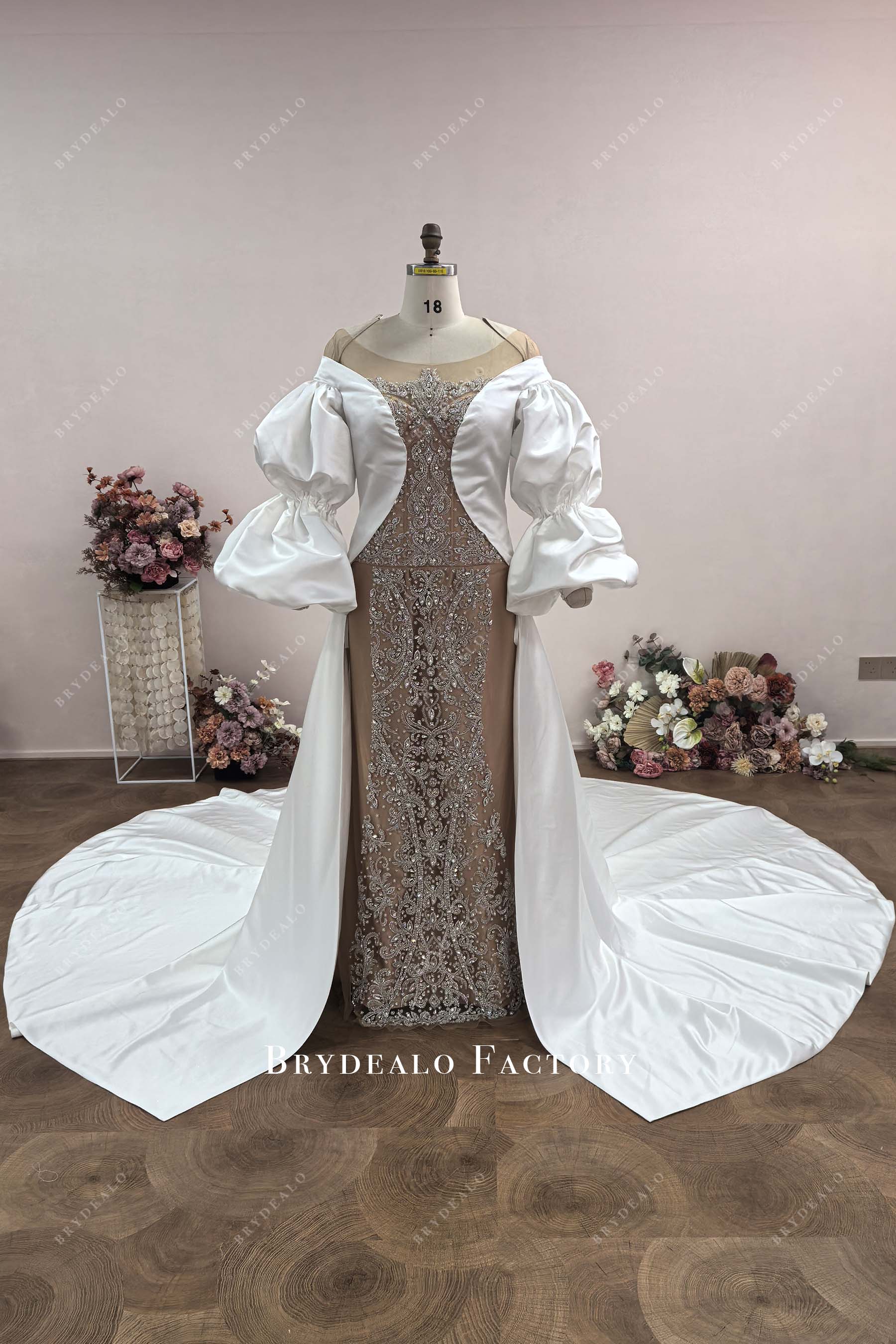 silk satin overskirt wedding dress
