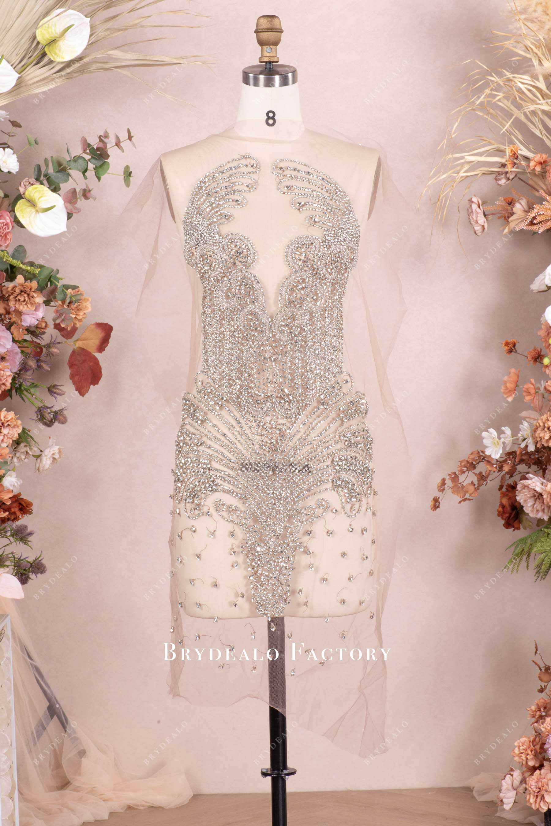 Luxury Silver Rhinestone Applique for Prom Formal Gowns Luxury Silver Rhinestone Applique for Prom Formal Gowns
