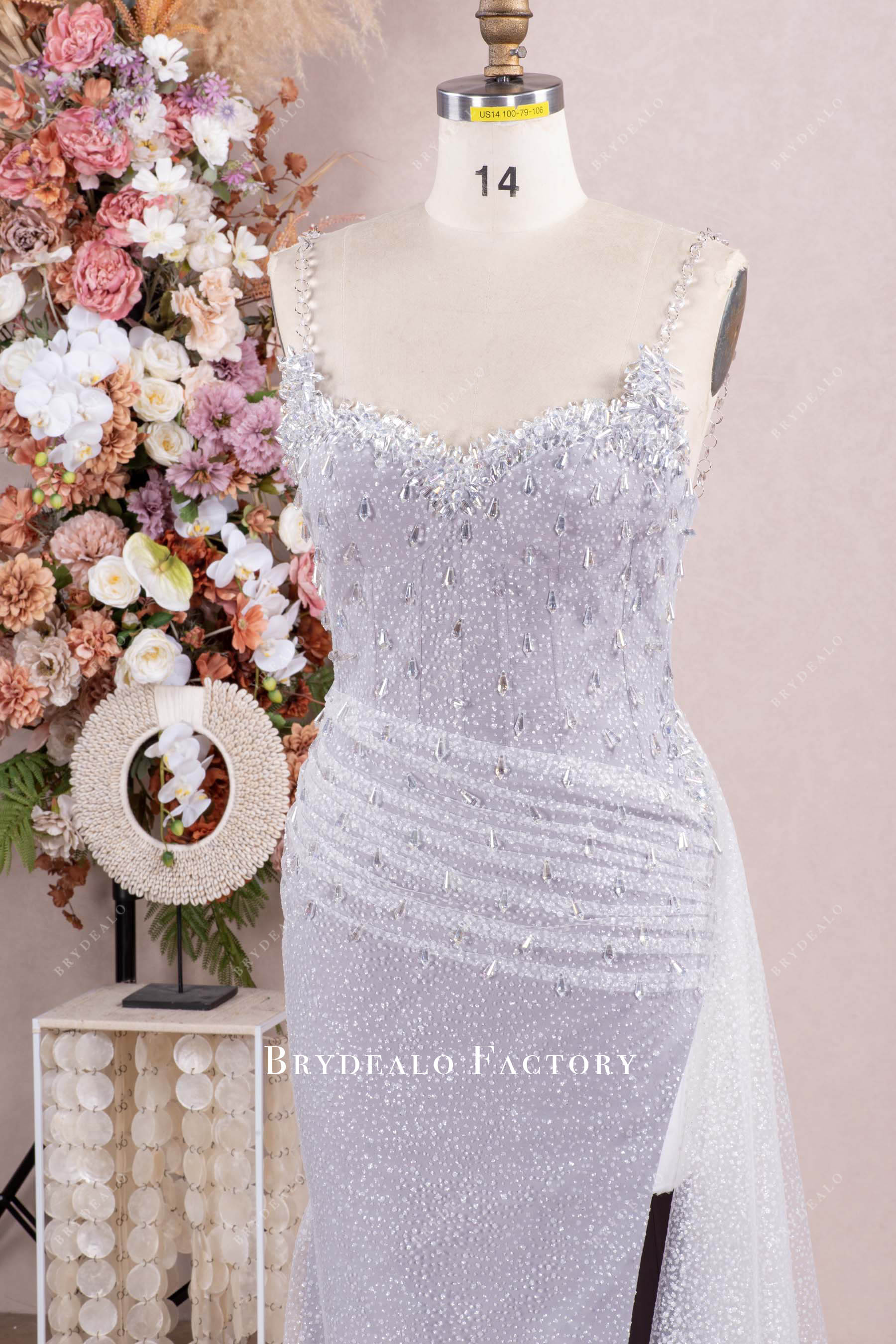 silver straps sweetheart prom dress