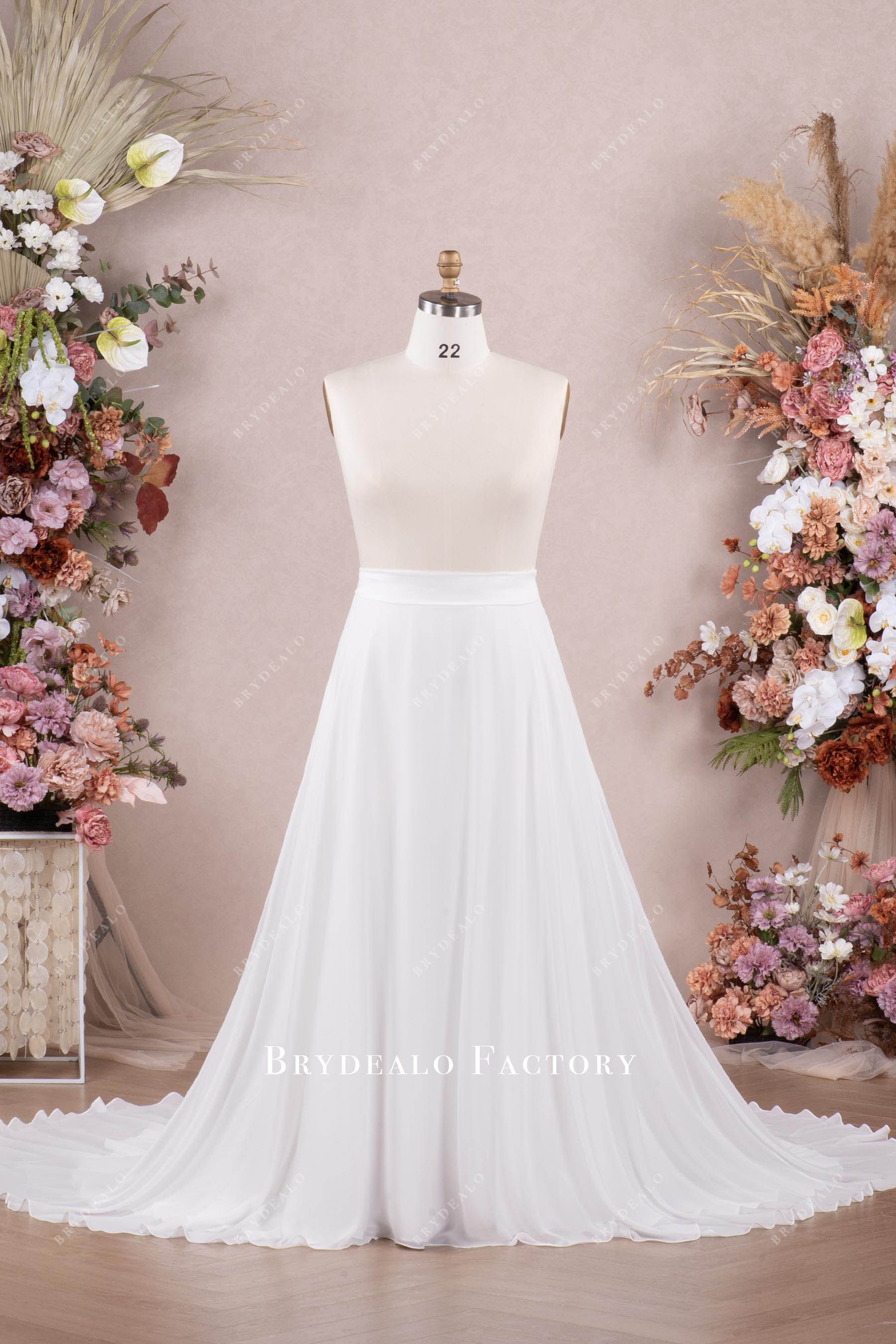Simple Flowing Chiffon Long Aline Wedding Skirt