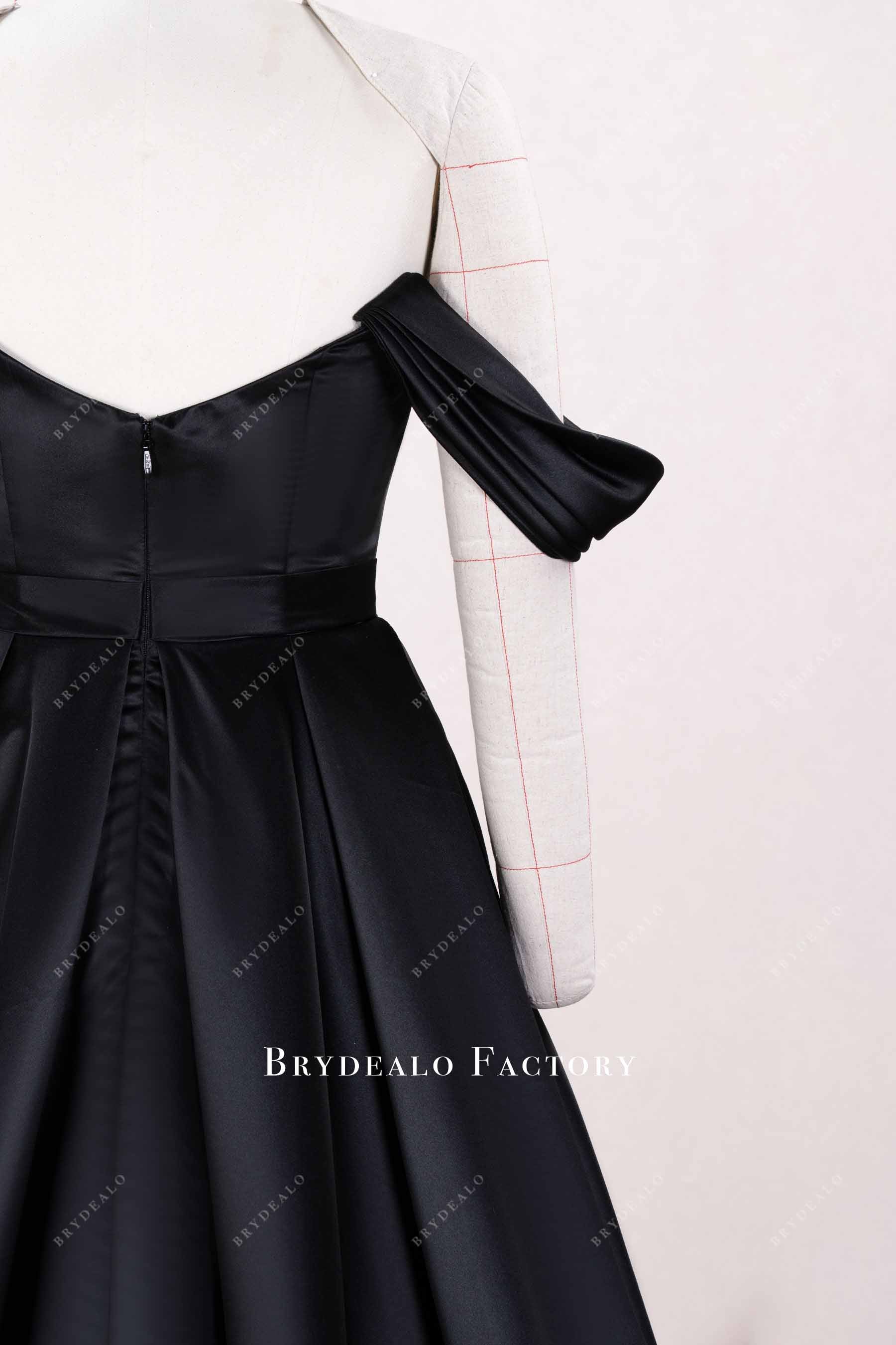 simple black off-shoulder bridal gown