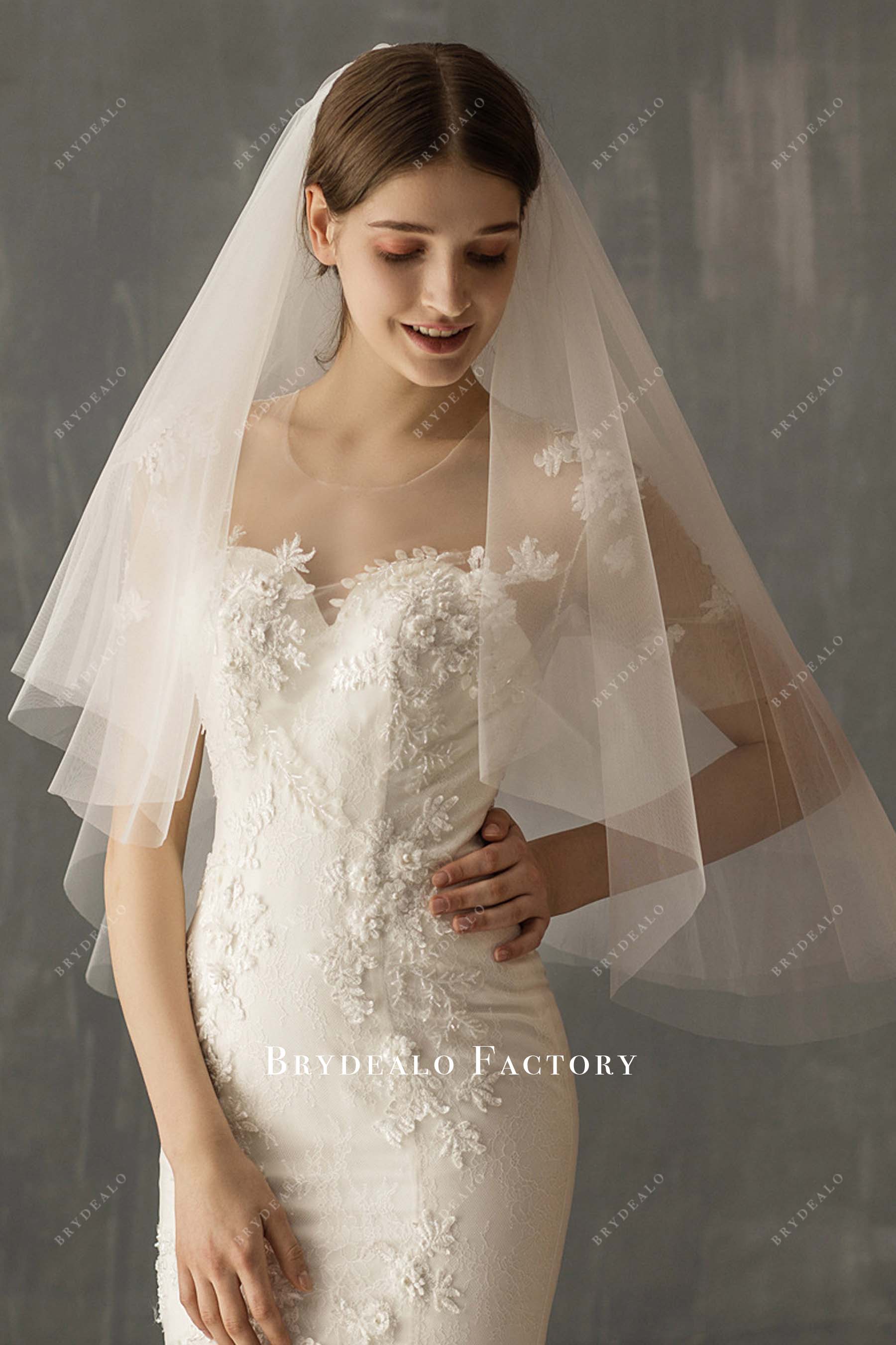 Simple Raw Cut Wholesale Wedding Veil