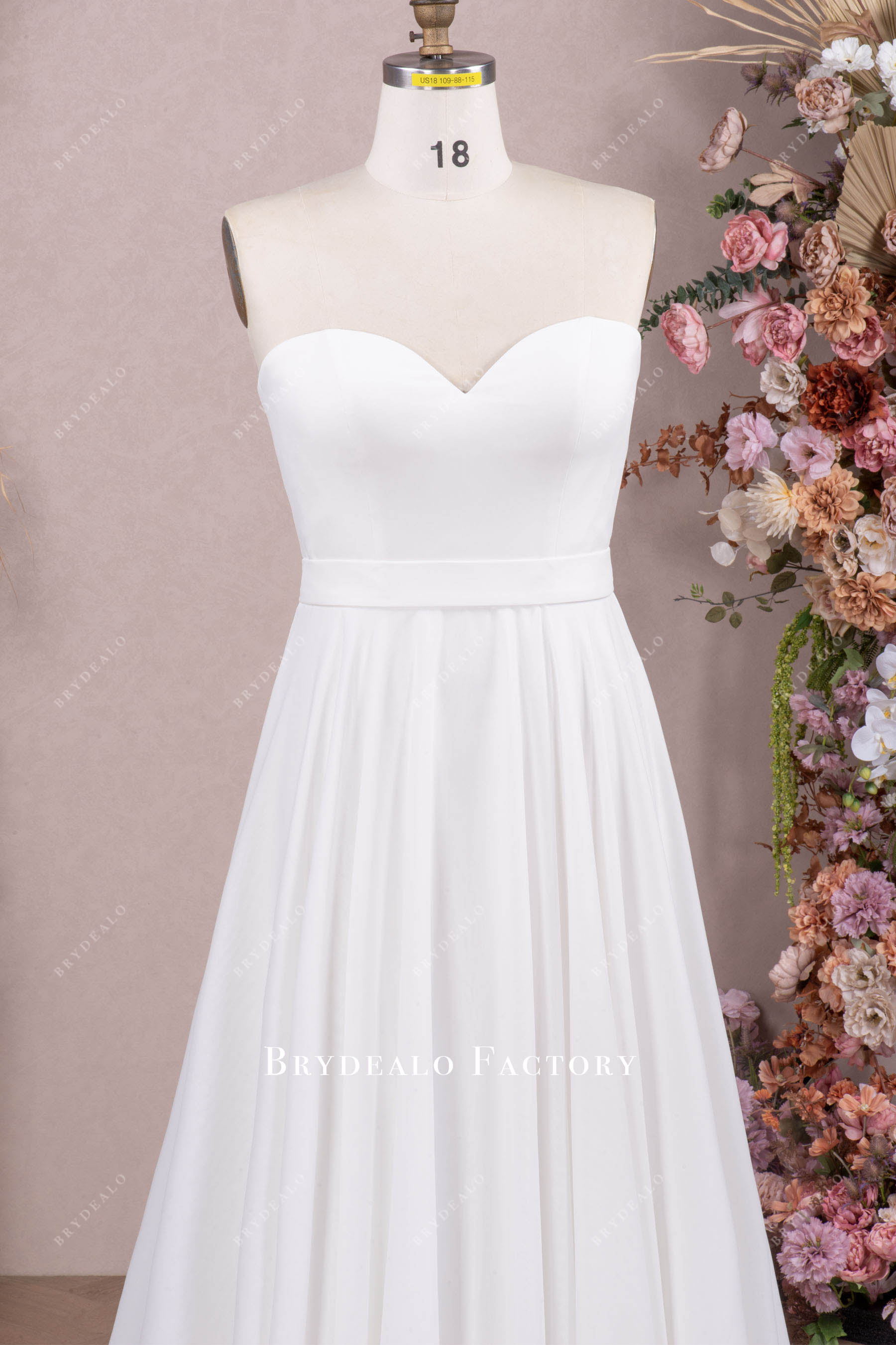 simple strapless sweetheart neck wedding dress