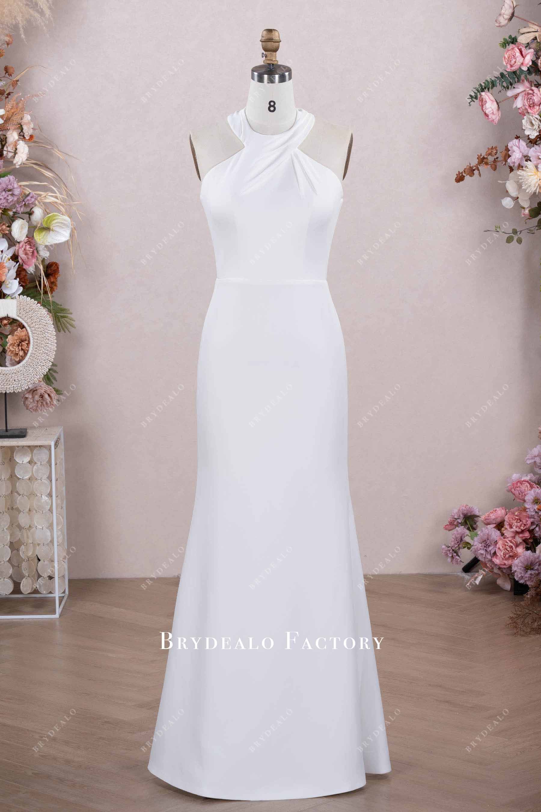 Simple Halter Neck Crepe Floor Length Bridal Shower Dress Simple Halter Neck Crepe Floor Length Bridal Shower Dress