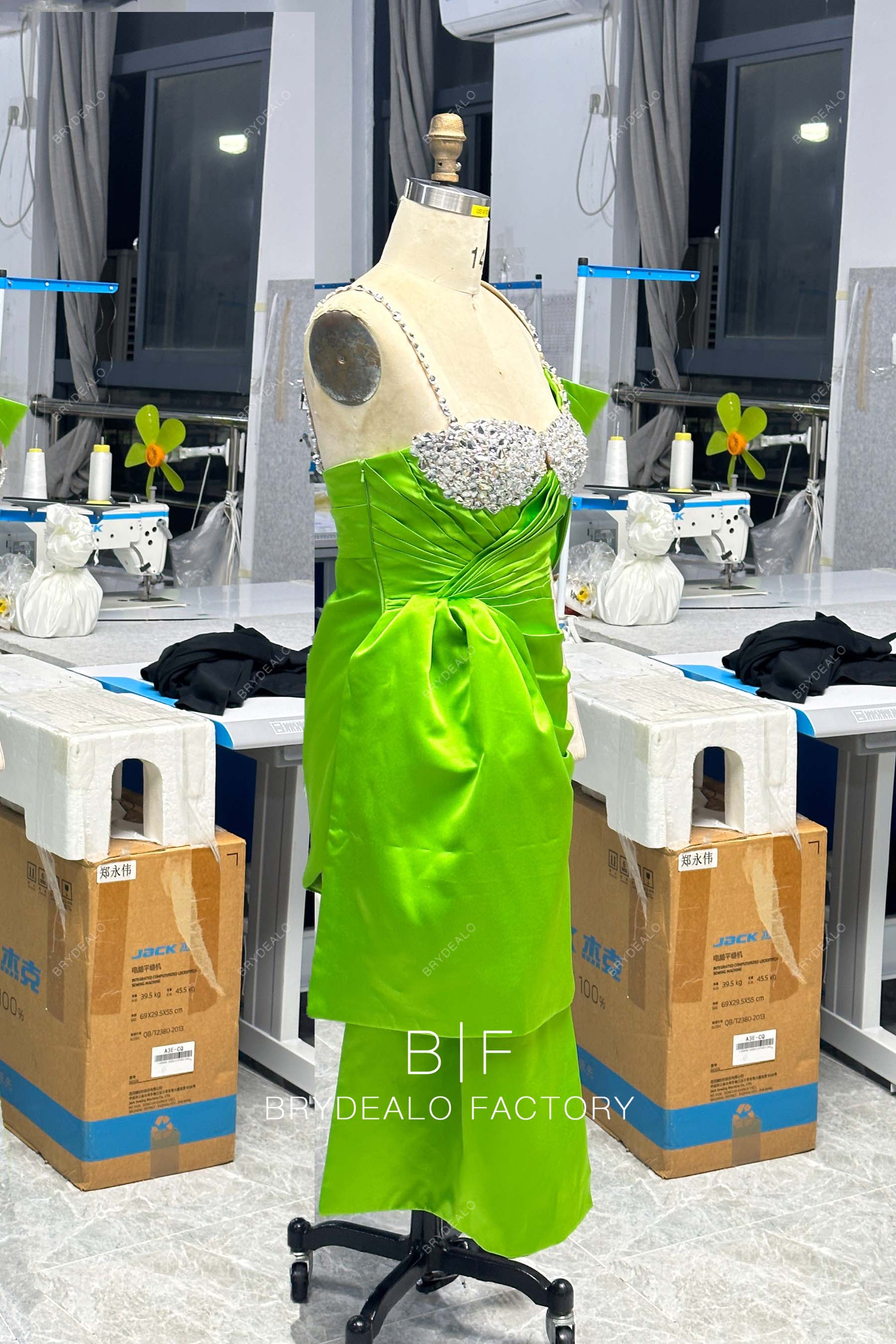 sleeveless  Lemon Green big bow homecoming dress