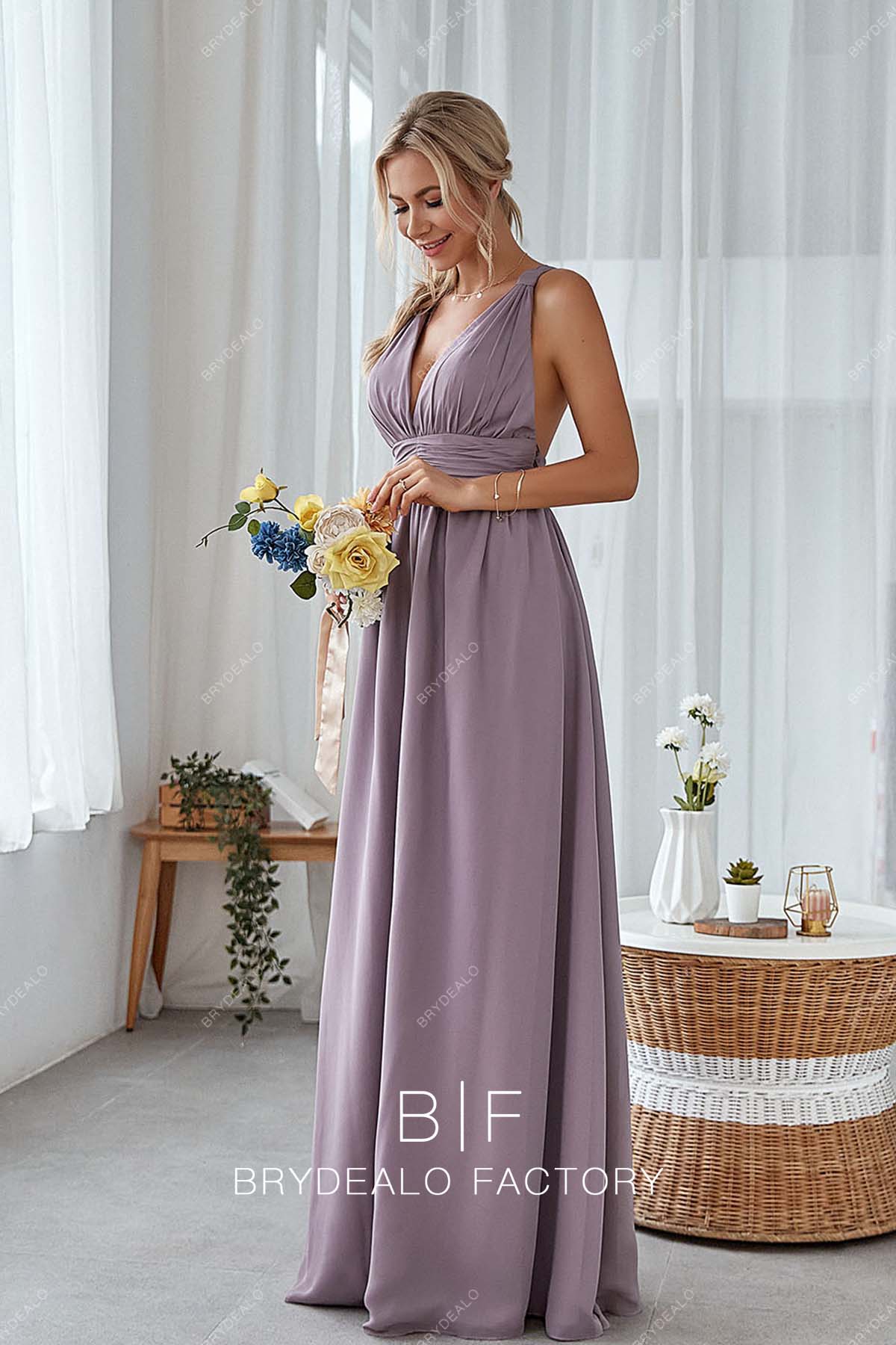Wisteria Sleeveless Floor Length Chiffon Bridesmaid Gown
