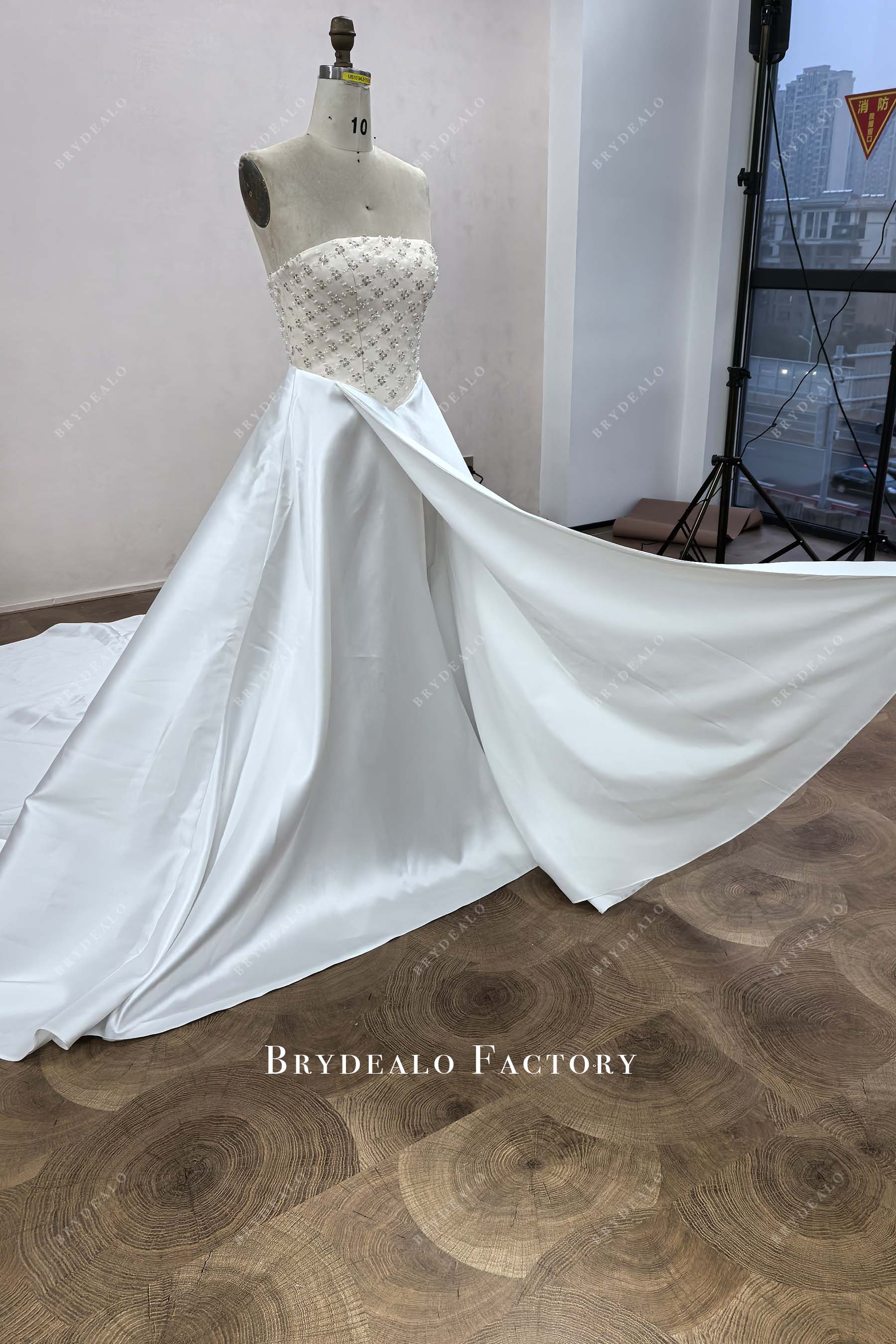 slit A-line custom wedding dress