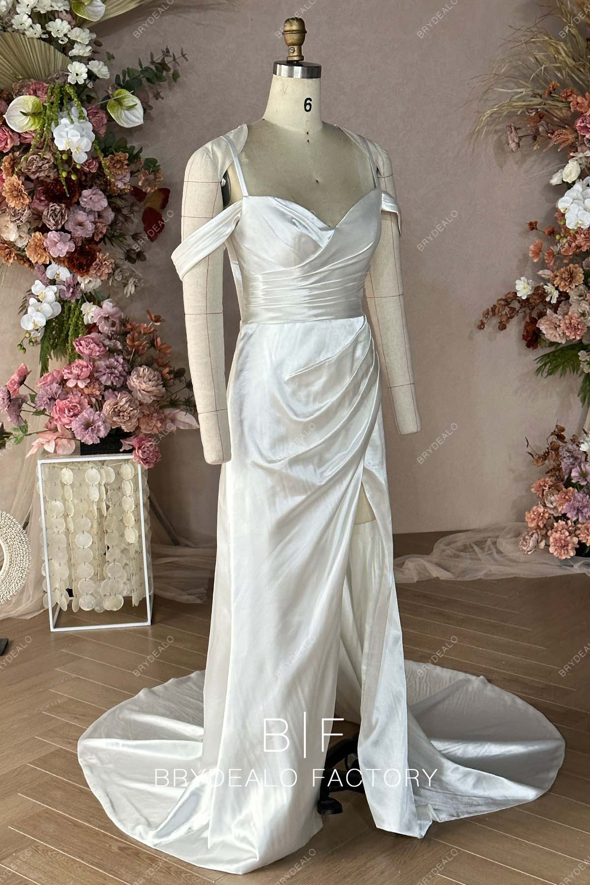 slit A-line bridal dress