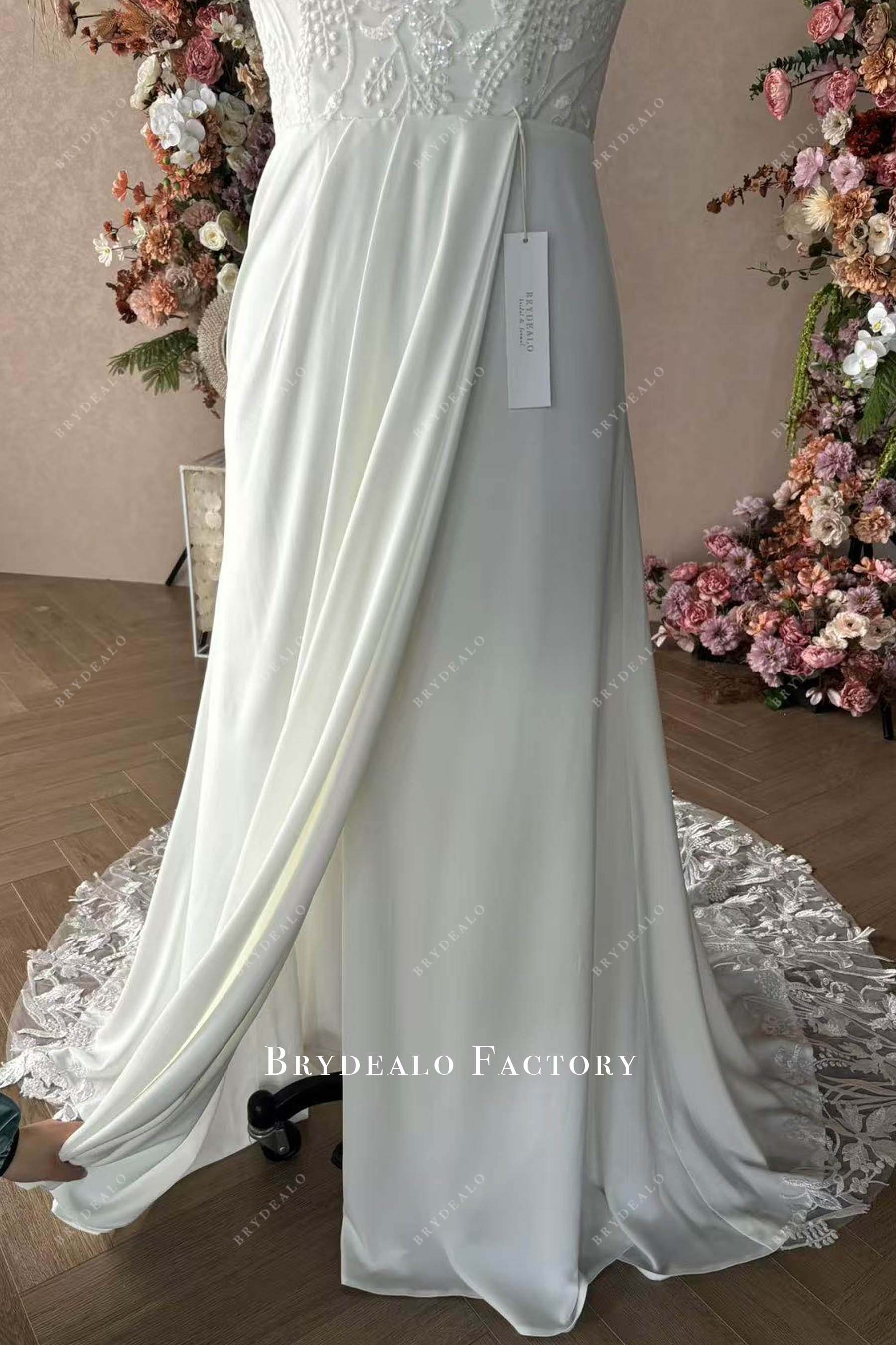slit satin lace wedding dress
