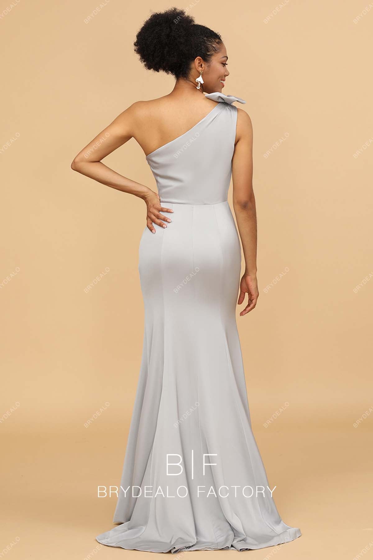 small train grey long mermaid bridesmaid gown