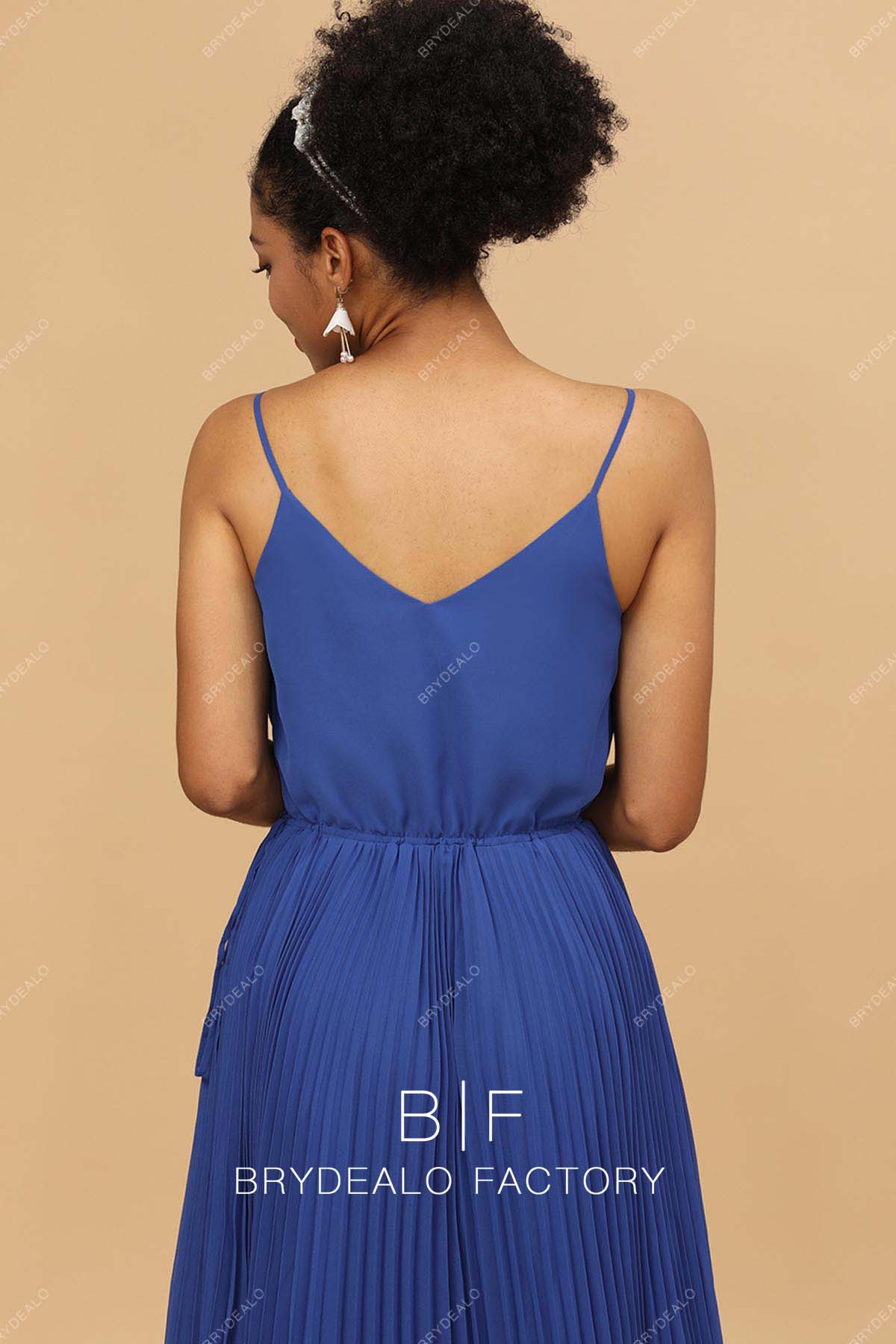 Royal Blue Spaghetti Straps Chiffon Bridesmaid Dress