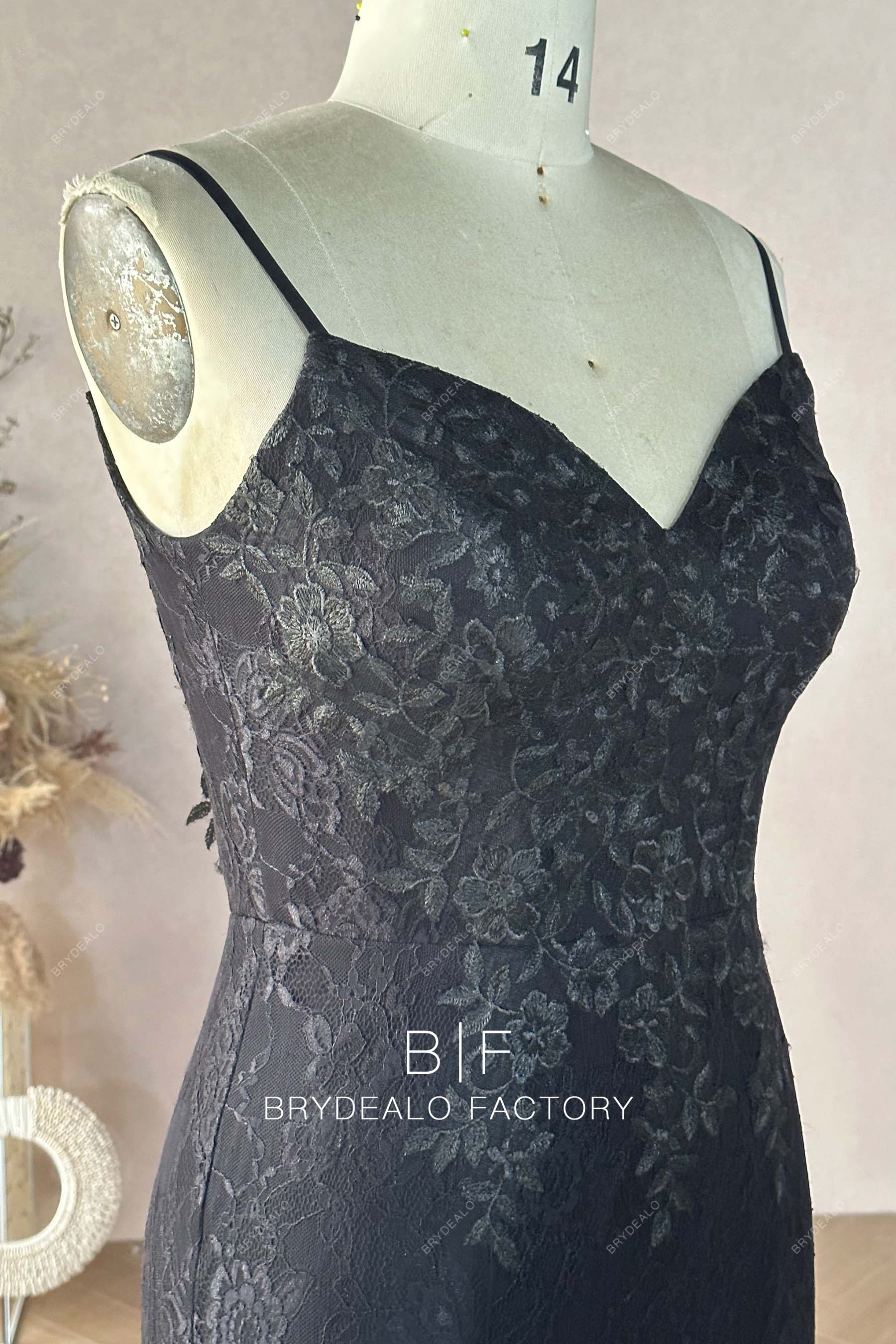 Private Label Black Lace Spaghetti Straps Custom Mermaid Dress