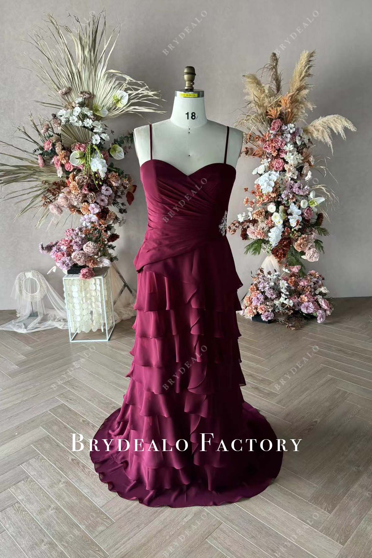 plus size spaghetti straps burgundy mother of bride dress