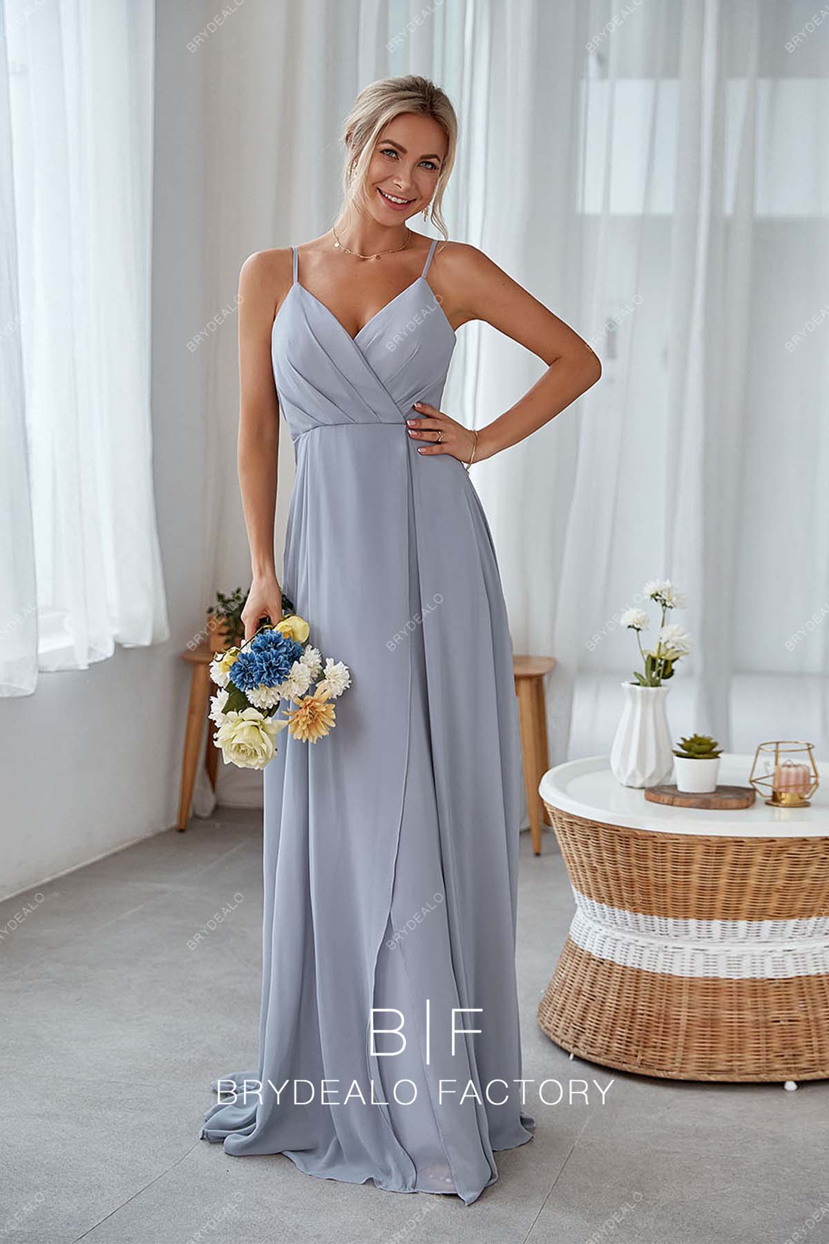 Cheap dusty blue bridesmaid dresses on sale