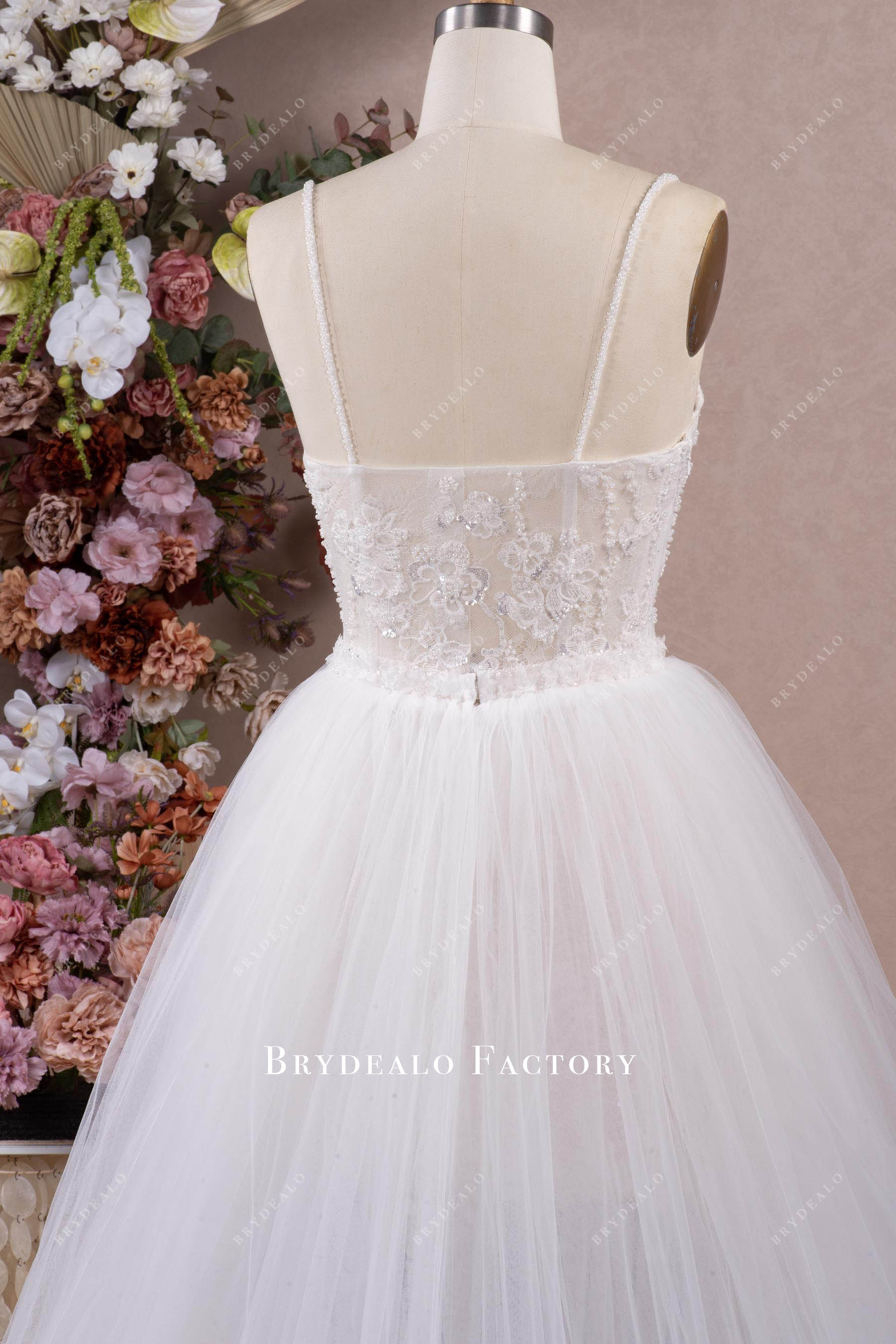 Modern Beaded Bodycon Puffy Tulle Overskirt Wedding Dress