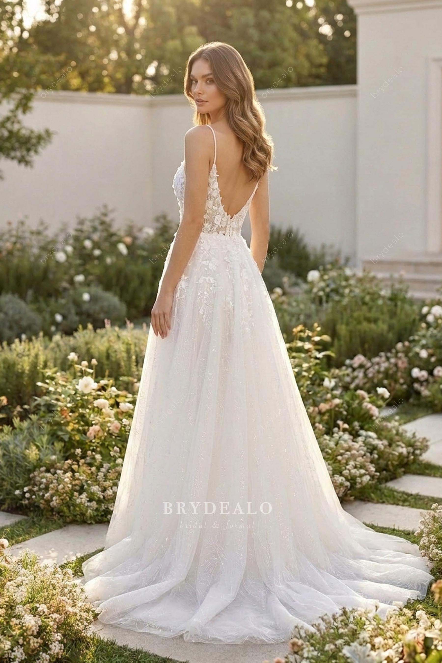 sparkly V-back wedding dress