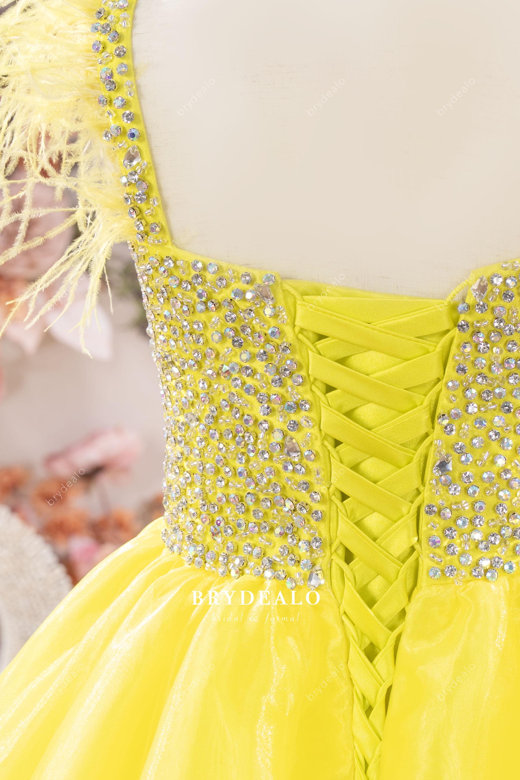 sparkly bodice lace-up back girl pageant dress