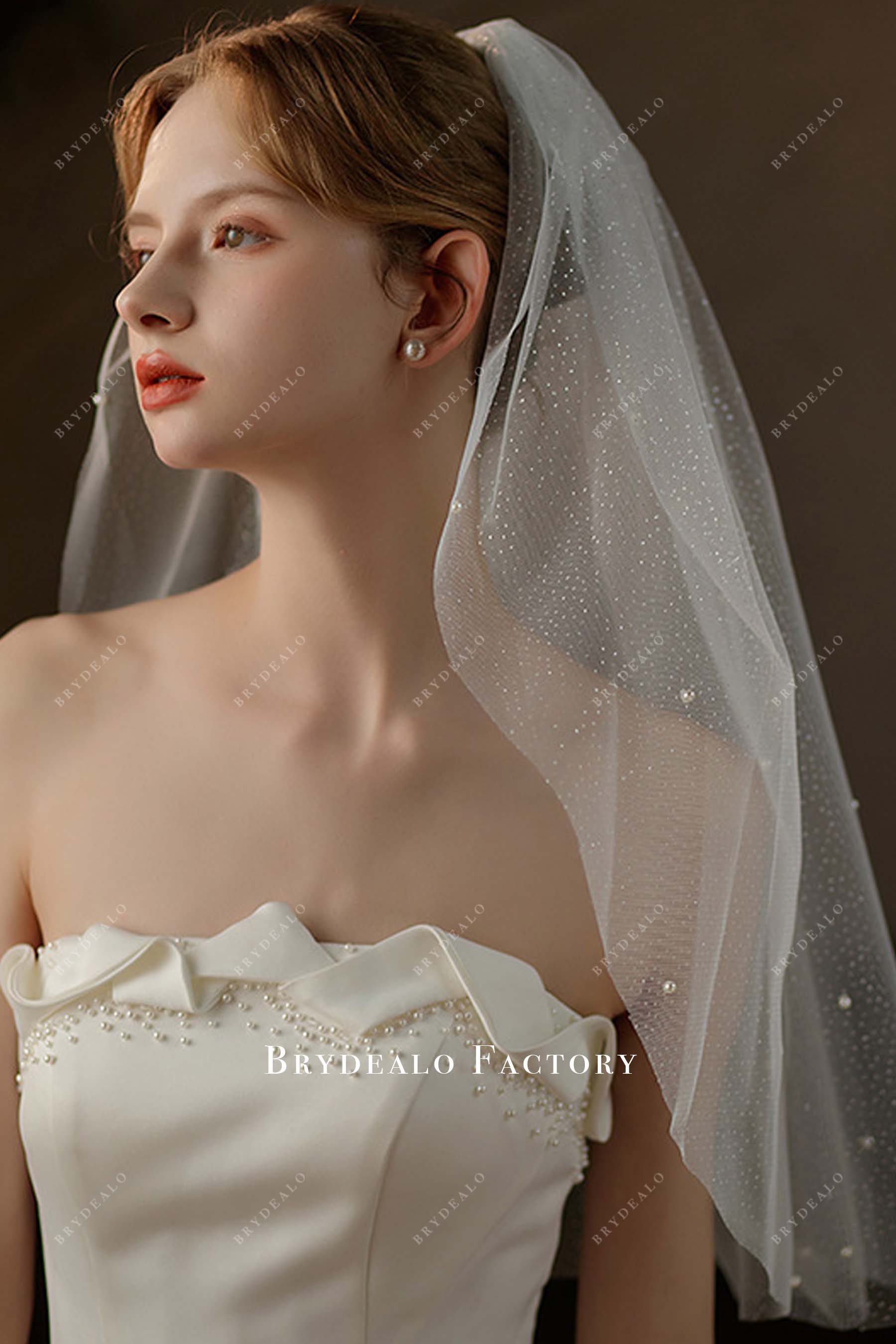 Wholesale Shimmer Single Tier Wedding Veil