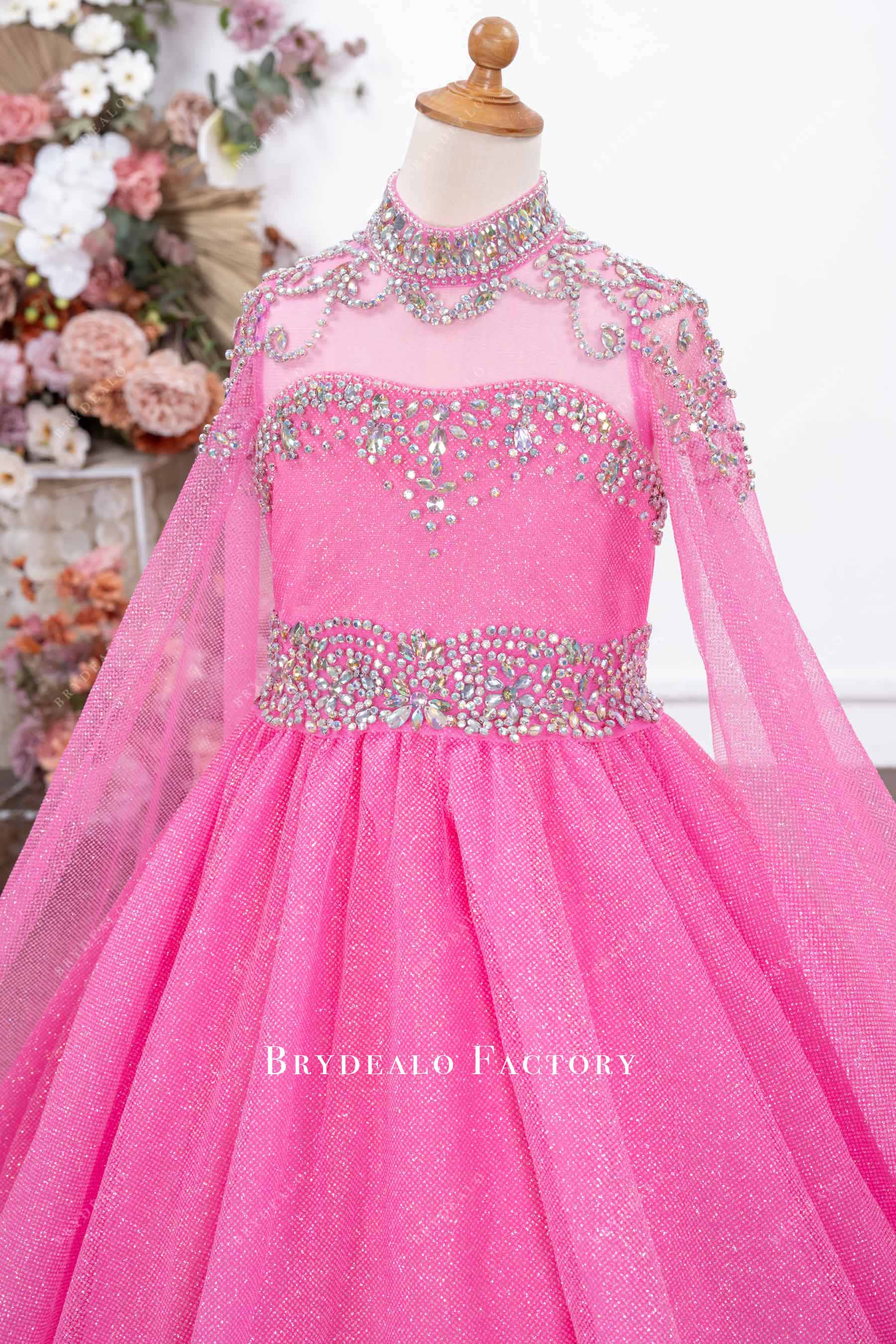 sparkly high neck rhinestone teen pageant gown