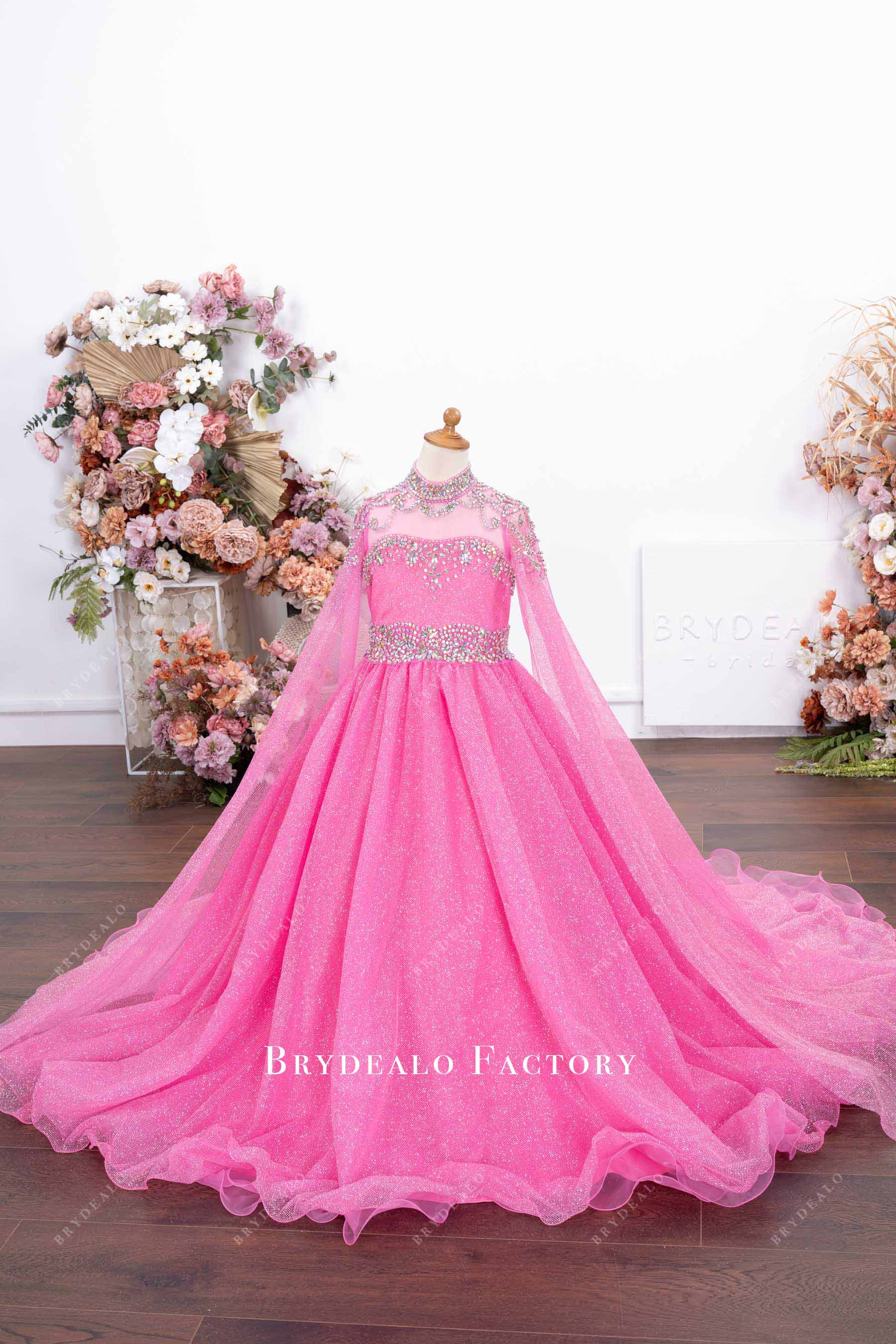 sparkly pink rhinestone junior pageant gown