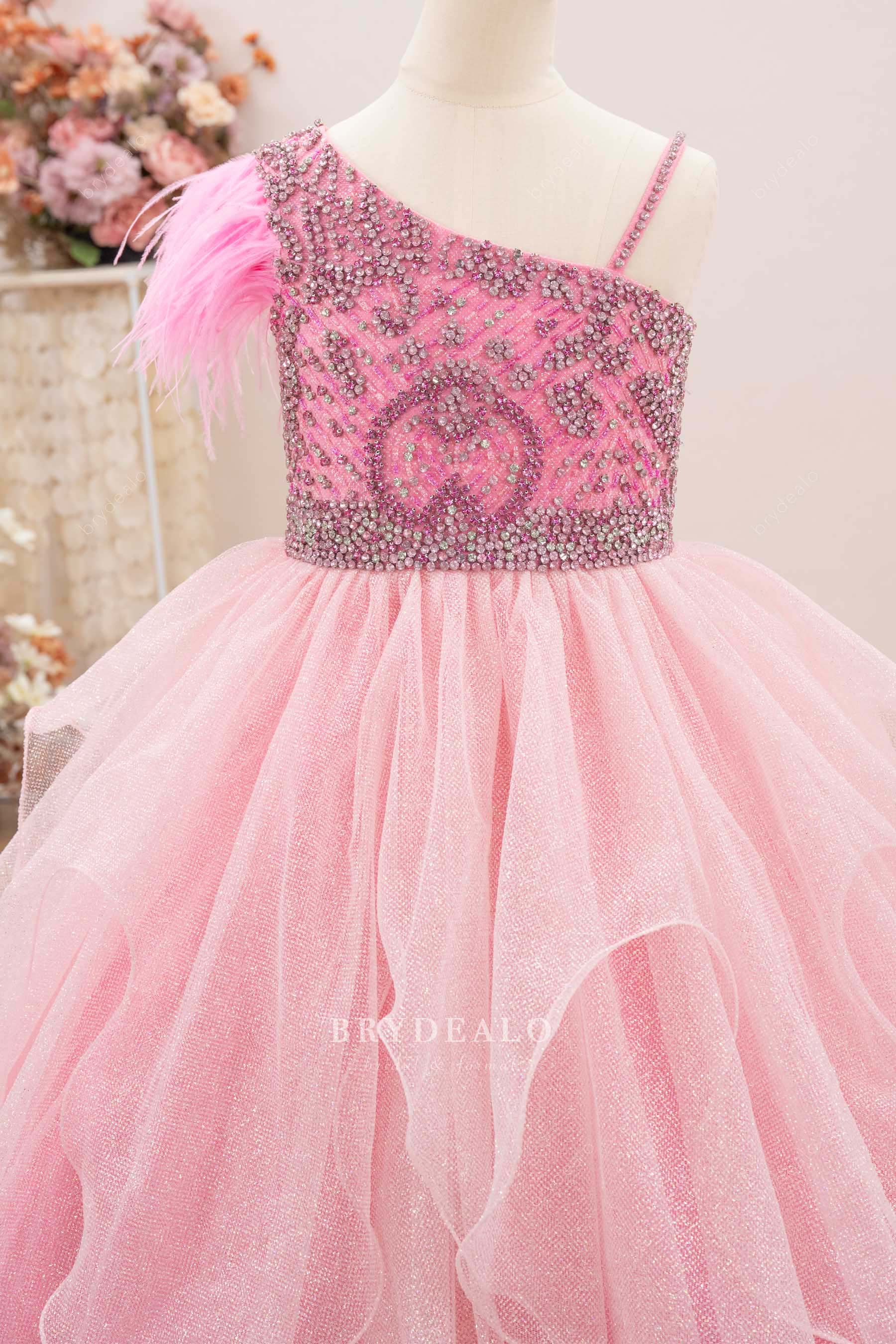 sparkly pink rhinestone kids pageant gown