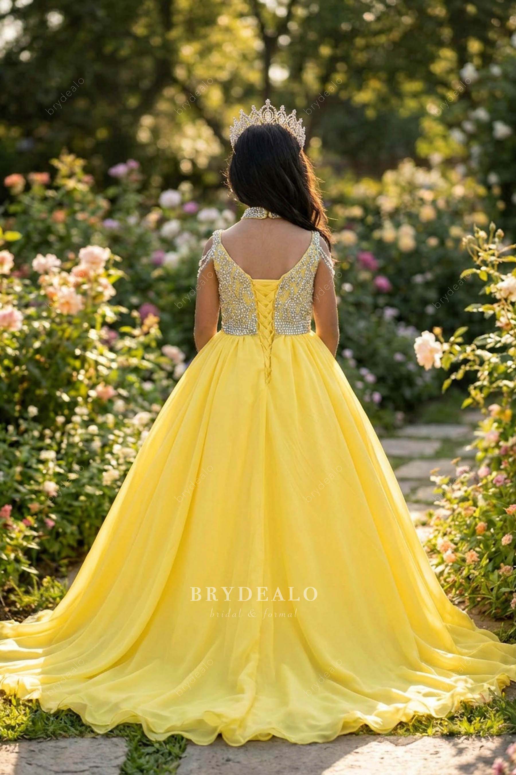 sparkly princess little girl pageant gown