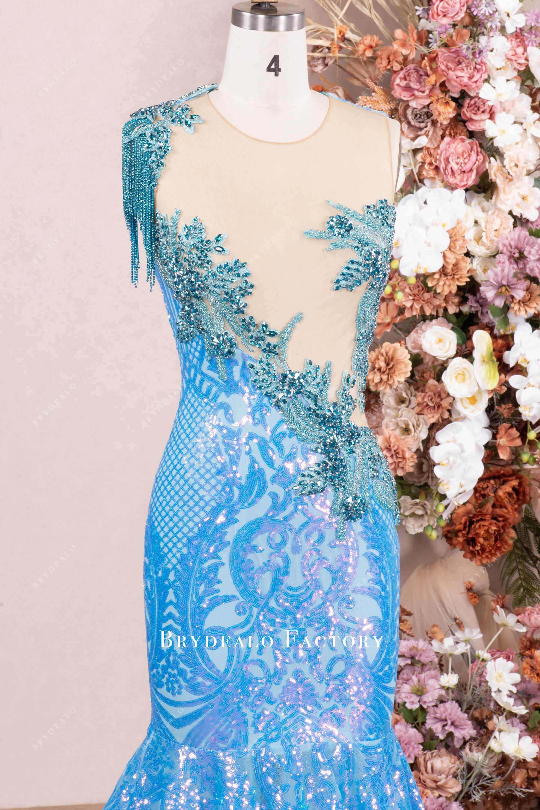 sparkly rhinestone applique prom dress