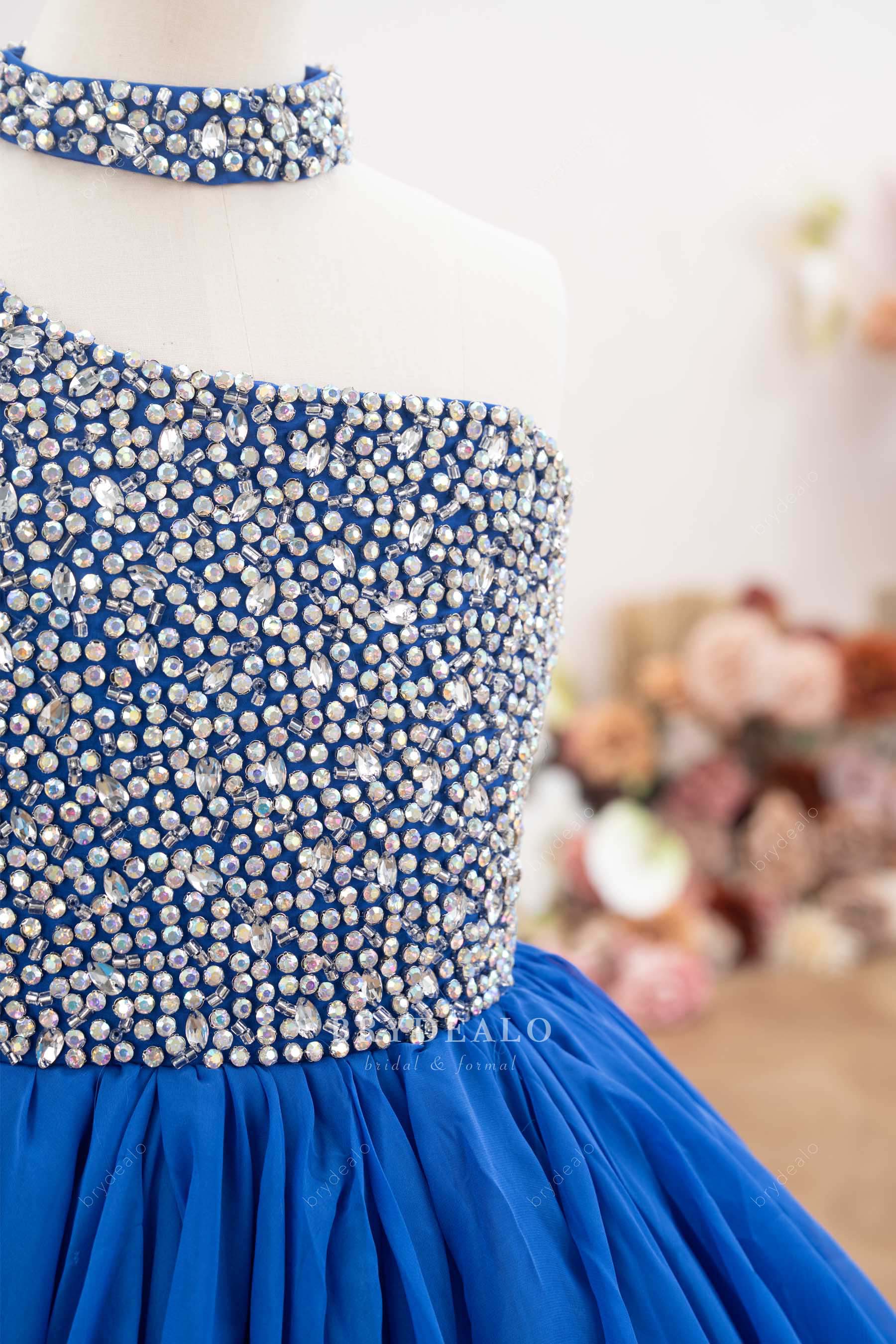 sparkly rhinestone choker kids pageant gown