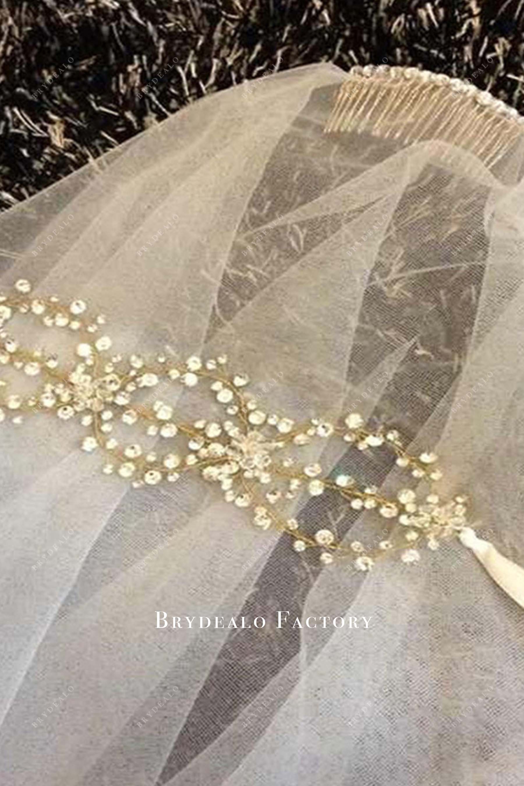 sparkly rhinestones headpiece bridal veil