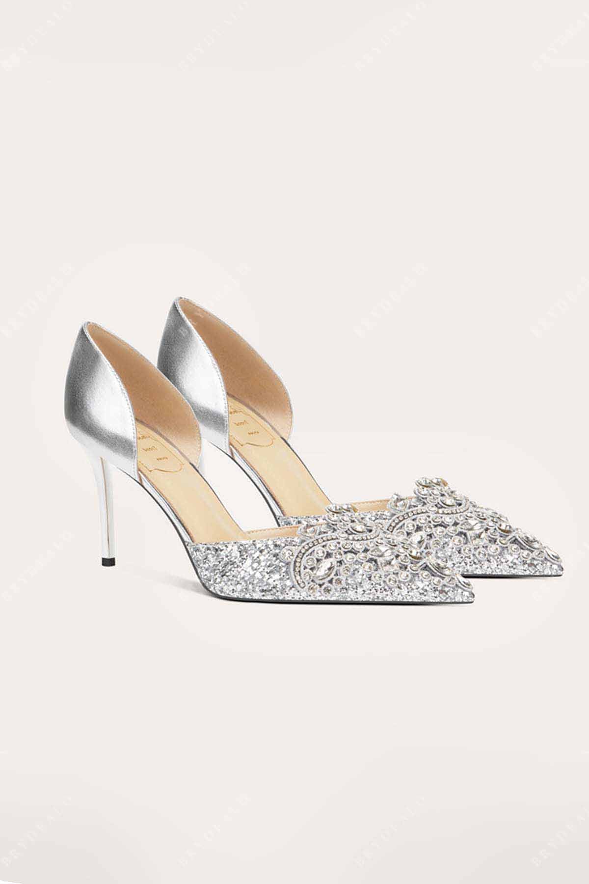 sparkly silver wedding shoes