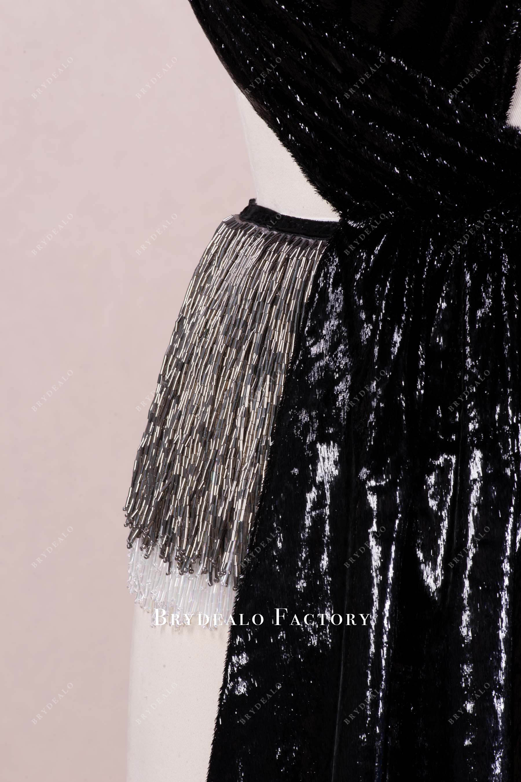 sparkly tassels velvet formal dress