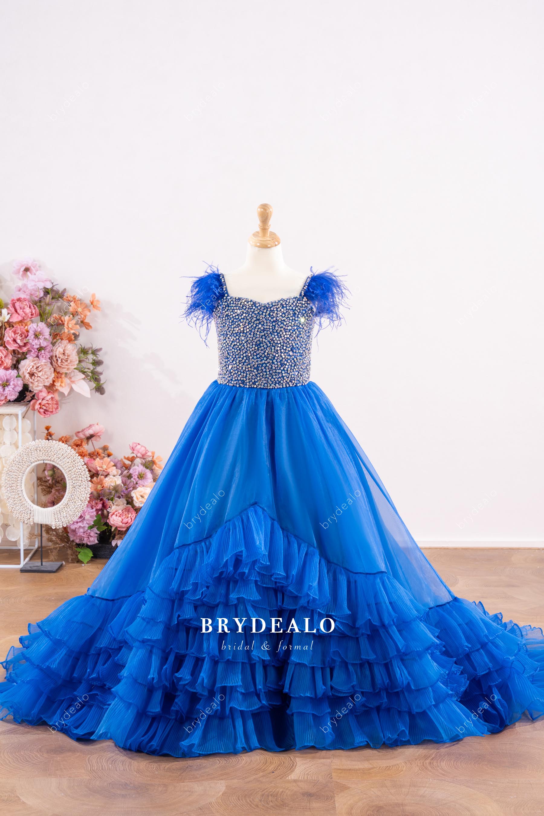 sparkly tiered little girl pageant gown