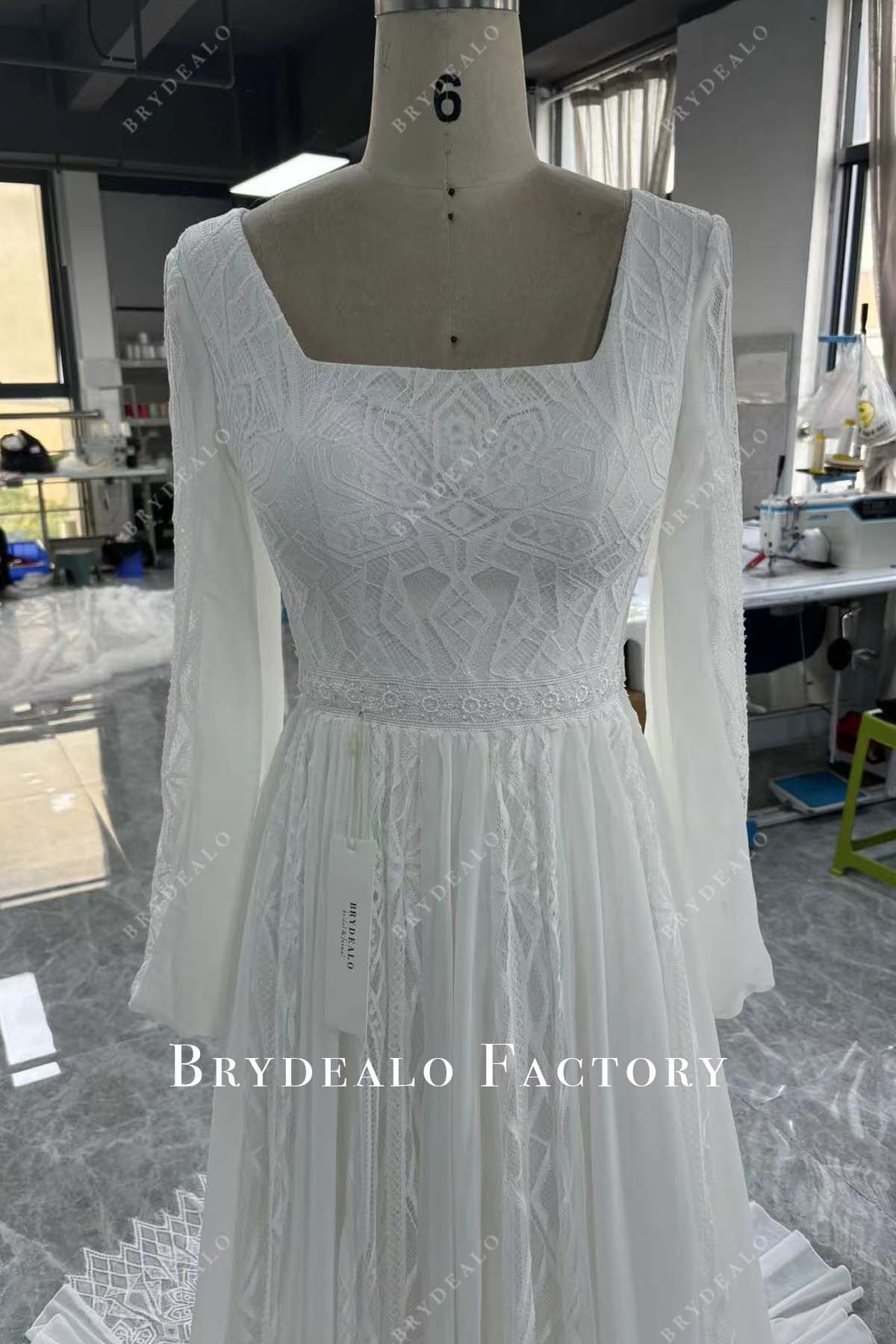 tailored long sleeve lace wedding dress