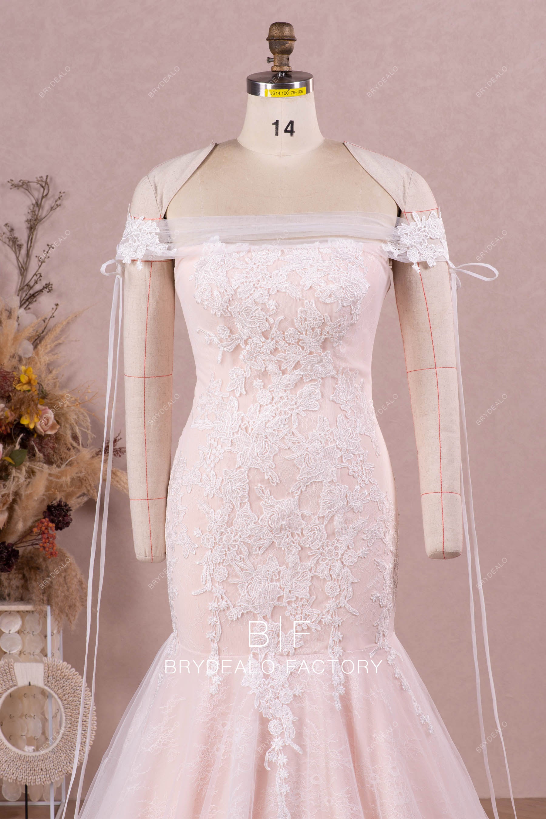 straight across neck lace wedding dress