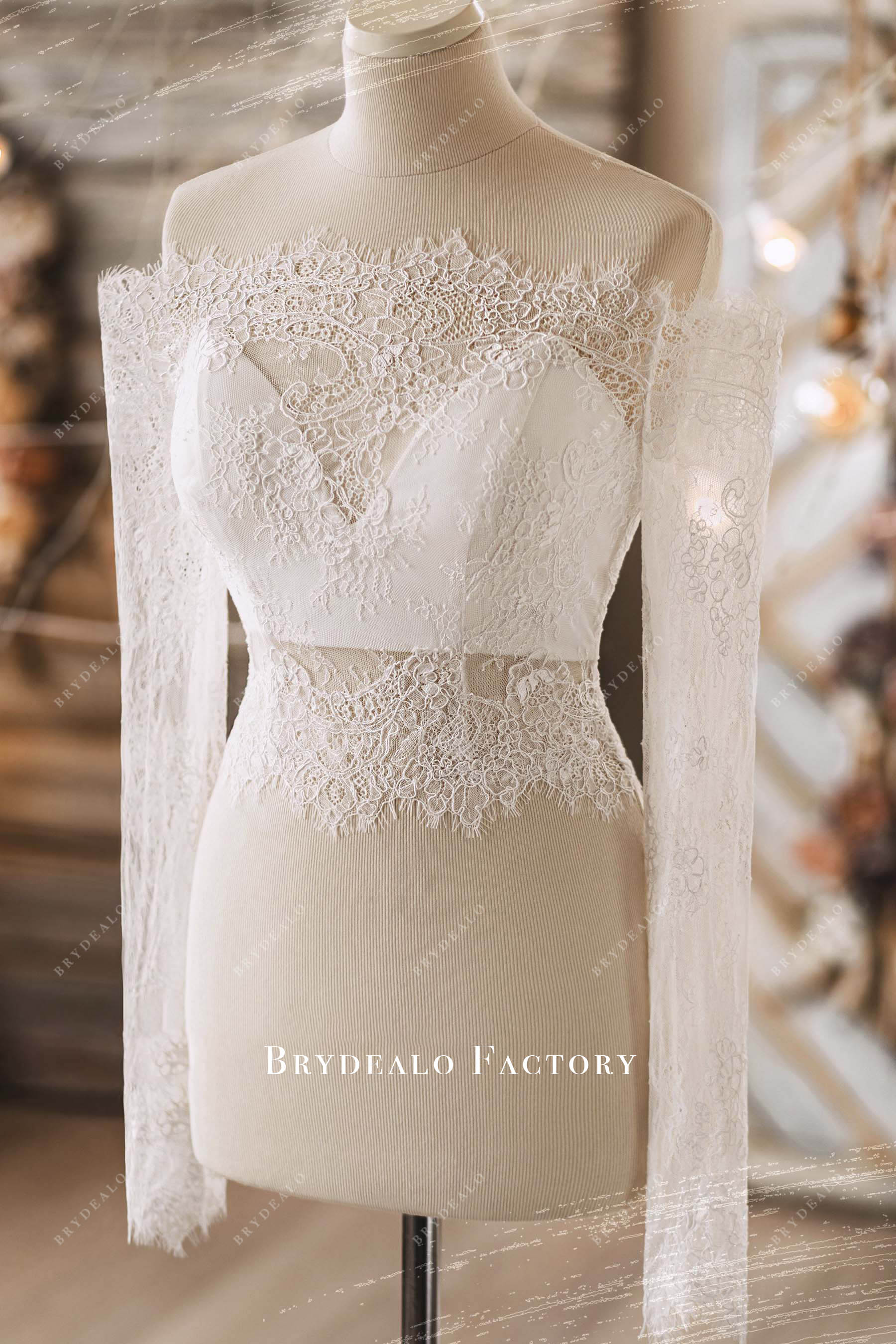 Eyelash Flower Lace Off Shoulder Bridal Top