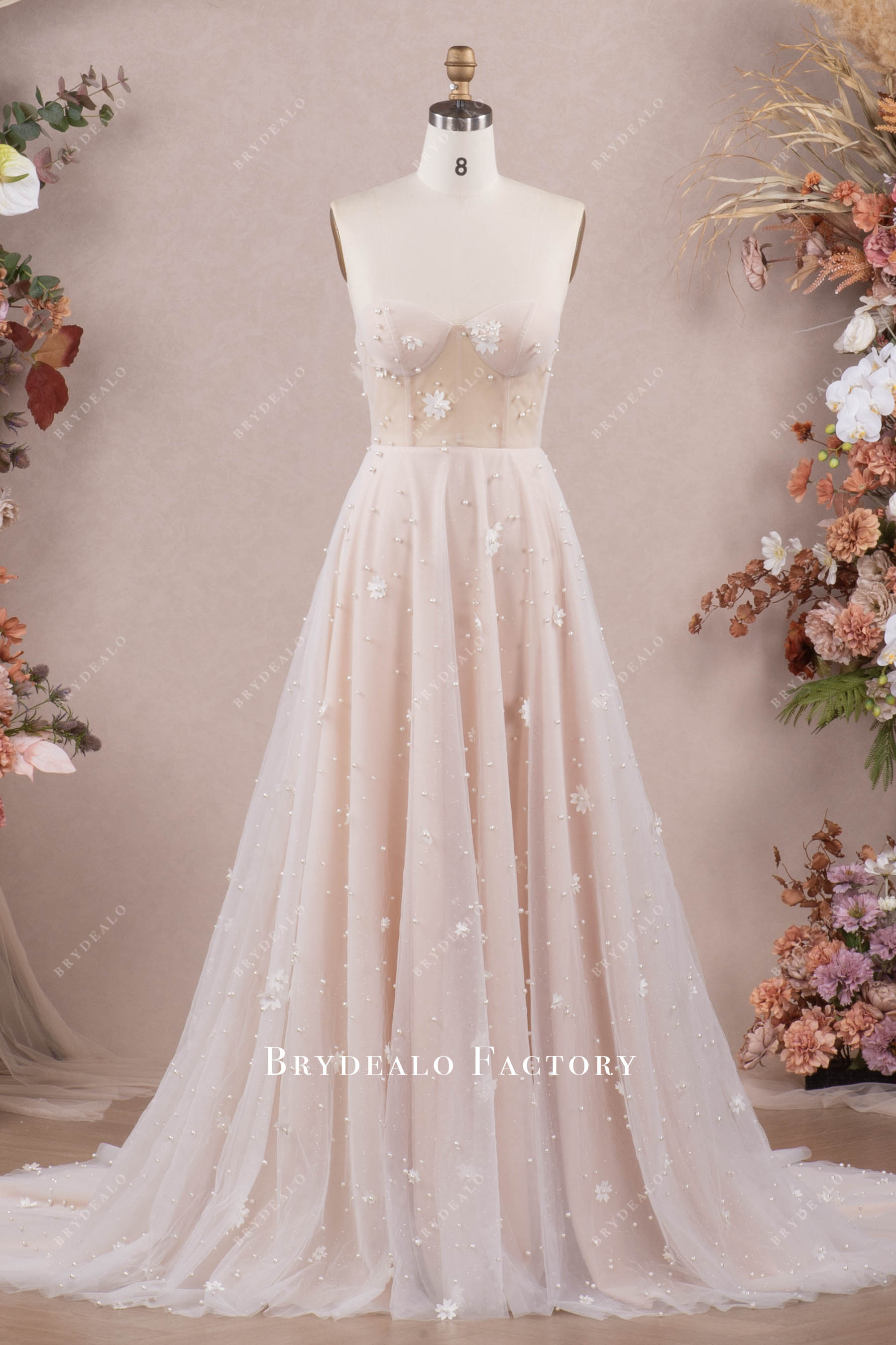 strapless boned Aline wedding dress